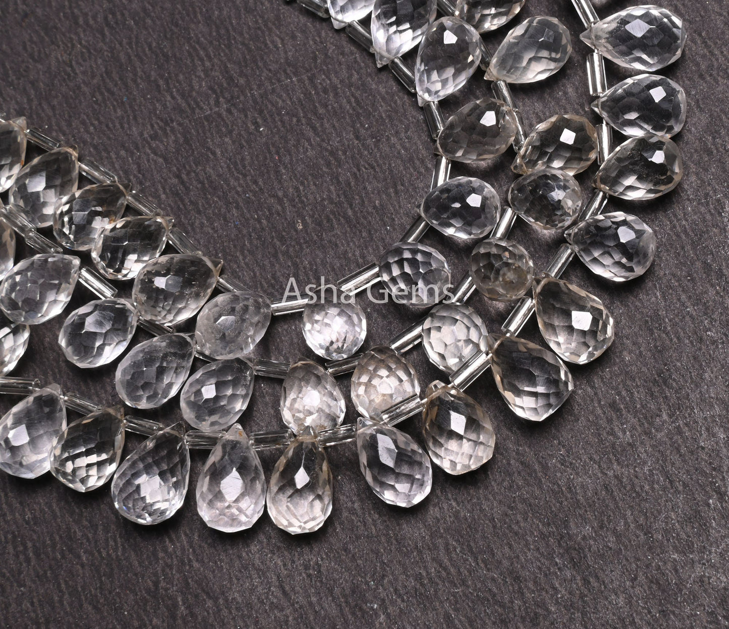 AAA Quality Crystal Quartz Faceted Drop Shape Beads,7"Natural White Crystal Side Drill Teardrop Gemstone Briolette Beads Jewelry Making SALE