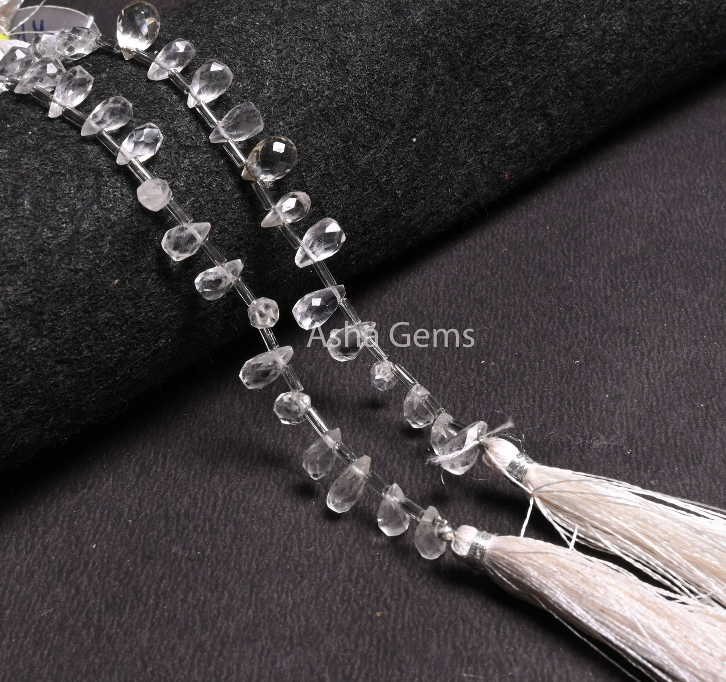 Crystal Quartz Indian Hand Cut Faceted Drop Shape Side Drill Beads, Natural White Crystal Teardrop Handmade Bead, Crystal Beads Jewelry SALE