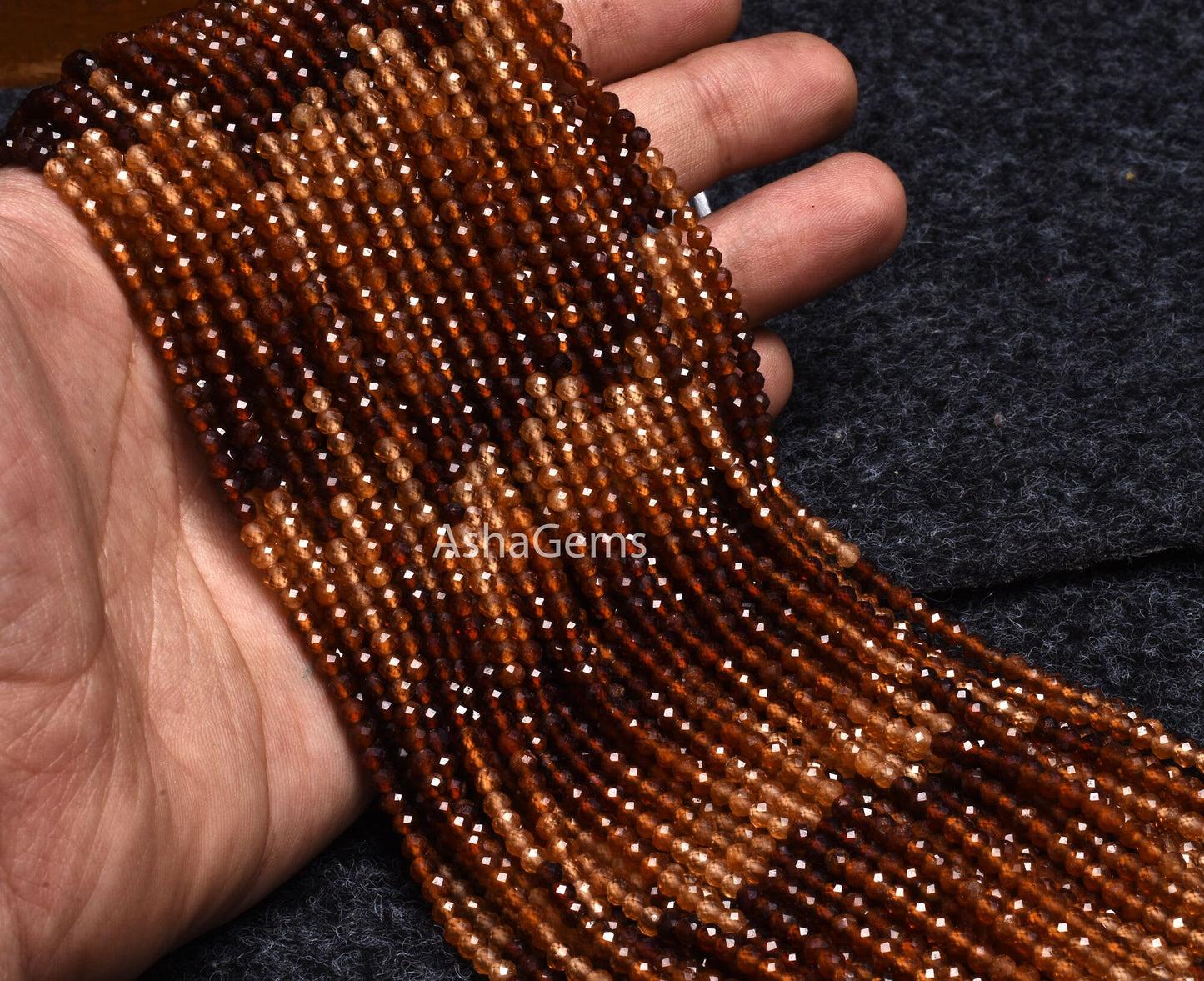 3 mm Genuine hessonite Faceted rondelle Shape Gemstone Beads Shaded Brown Hessonite Micro Faceted Machine Cut Beads, AAA Hessonite Bead SALE ( 11438)