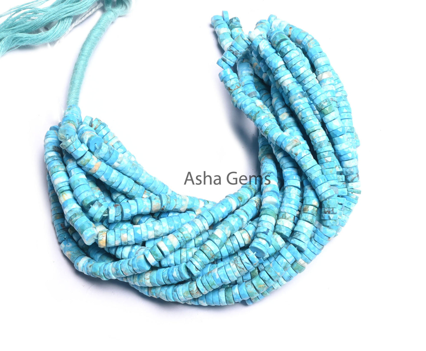 Beautiful Blue Turquoise Howlite Faceted Heishi Tyre Beads,6mm Turquoise Indian Cut Flat Wheel Shape Gemstone Bead Jewelry Making Craft SALE
