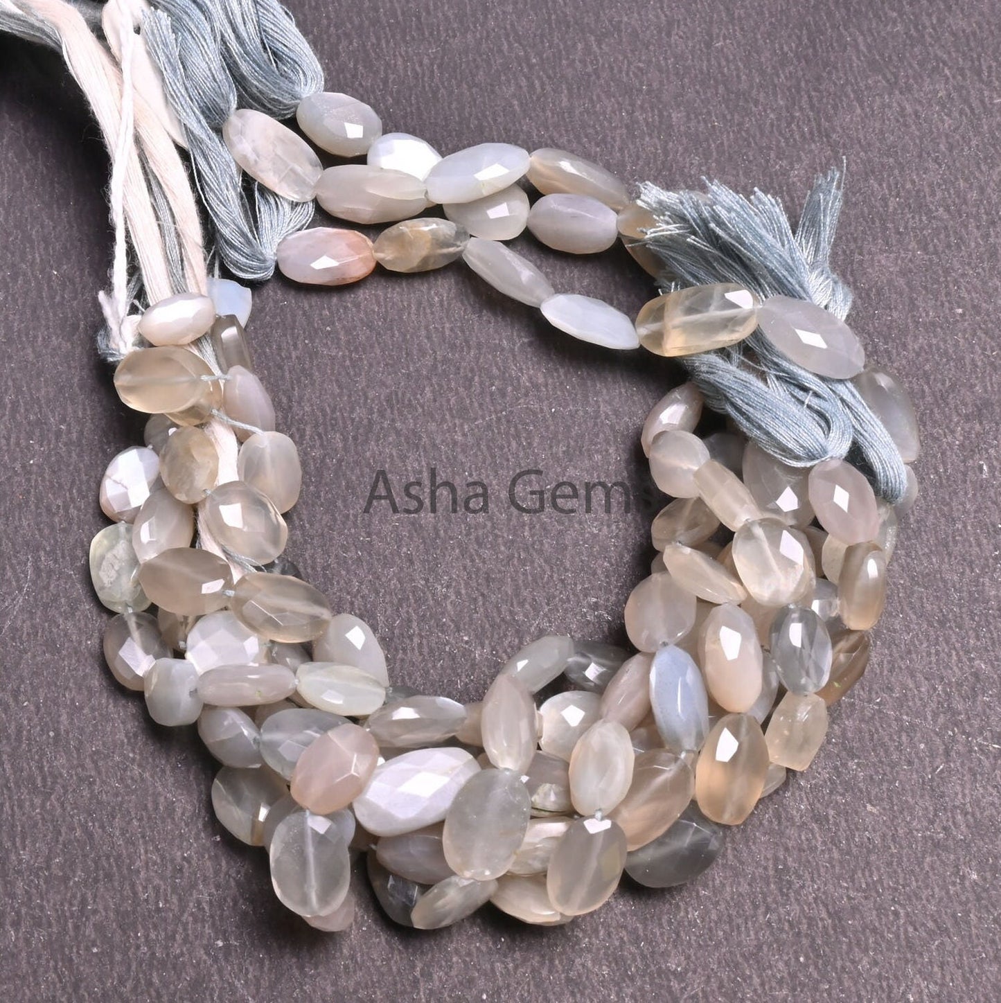 Beautiful Grey Moonstone faceted Oval Shape Beads,9" Strand Natural Moonstone Briolette Oval Beads, grey Moonstone Oval Gemstone Beads Craft
