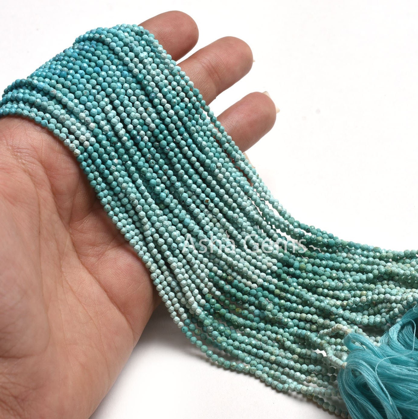 13" Strand AAA Natural Turquoise Micro Cut Faceted Beads,2.25 mm Shaded Blue Turquoise machine cut beads, Real Turquoise Bead Jewelry Crafts