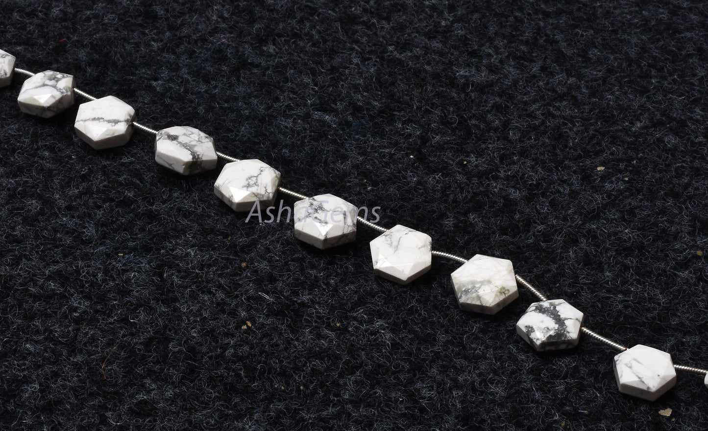 12 Piece strand Howlite Faceted Fancy Shape Gemstone beads, White Howlite Hexagon Beads, howlite 6 Corner Briolette Bead For Jewelry crafts