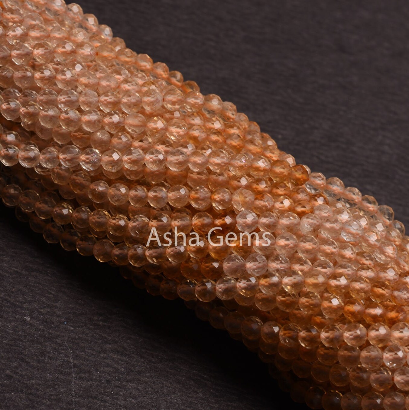 AAA Natural Citrine Quartz Micro Cut Gemstone Beads,3.5mm Shaded Yellow Citrine Machine Cut Faceted Rondelle Beads Citrine Bead Jewelry SALE