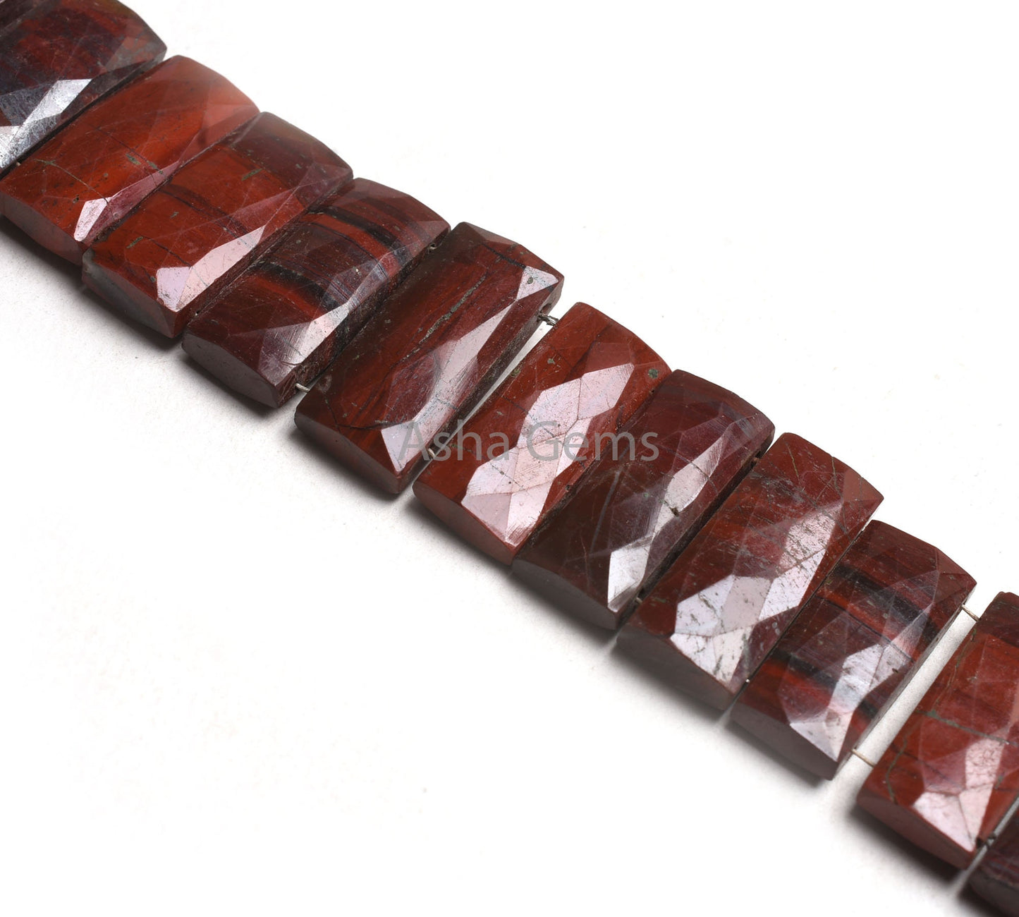 Natural Red Jasper Faceted Rectangle Gemstone Beads,9.5-21 mm Jasper Fancy Chicklet Beads,8" Strand AAA Red Jasper Beads For Bracelet Making