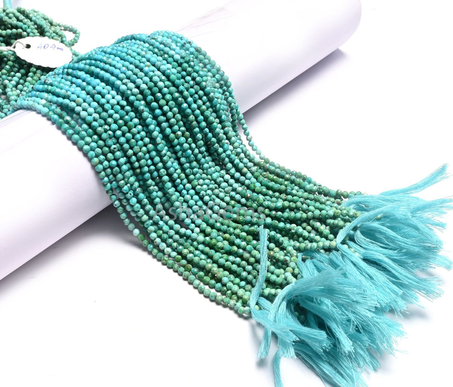 3 mm Tibetan Turquoise Faceted Gemstone Beads,13" Strand Natural Tibetan Turquoise Micro Cut Rondelle Beads, Fine Shaded Blue Turquoise Bead (AG 15039 c)