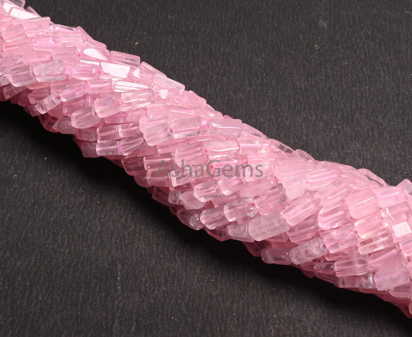 Rose Quartz Smooth Rectangle Beads Natural Pink Rose Quartz Plain Handmade Uneven Rectangle Gemstone Bead,13" Rose Quartz Bead Jewelry Craft