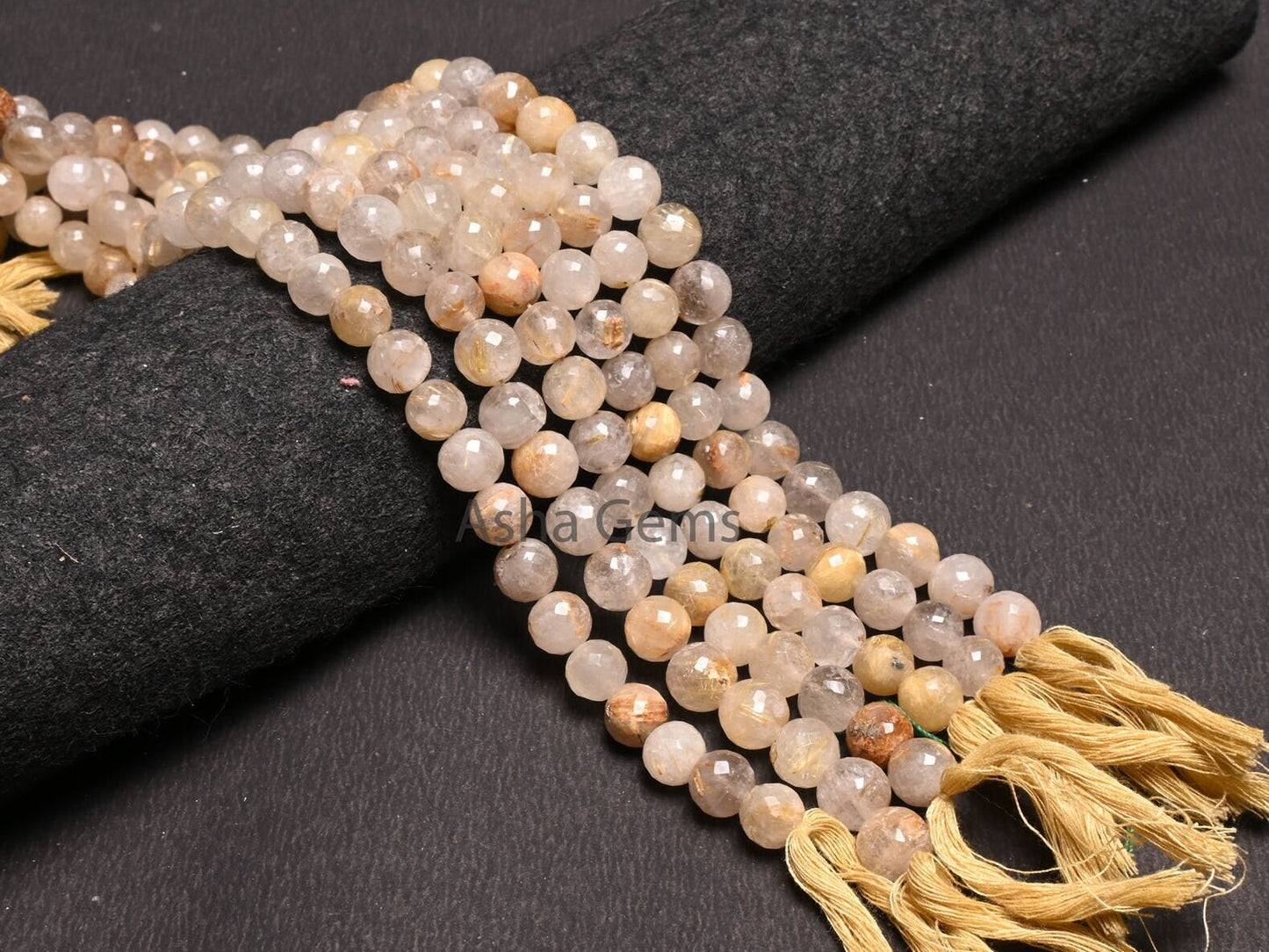Beautiful Golden Rutile Faceted Round Shape Gemstone Beads, Natural Golden Rutile Indian Cut Round Ball Rutile Beads Jewelry handicraft SALE
