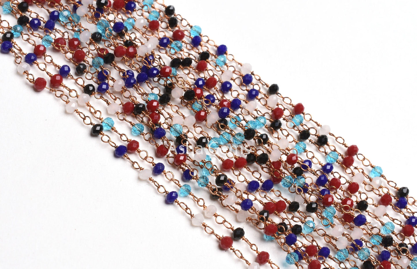 Beautiful Multi Color Disco Hydro Beads Rondelle Rosary Chain,3.5mm Rose Gold Plated Wire Wrap Micro Cut Beaded Chain Jewelry Making Necklace