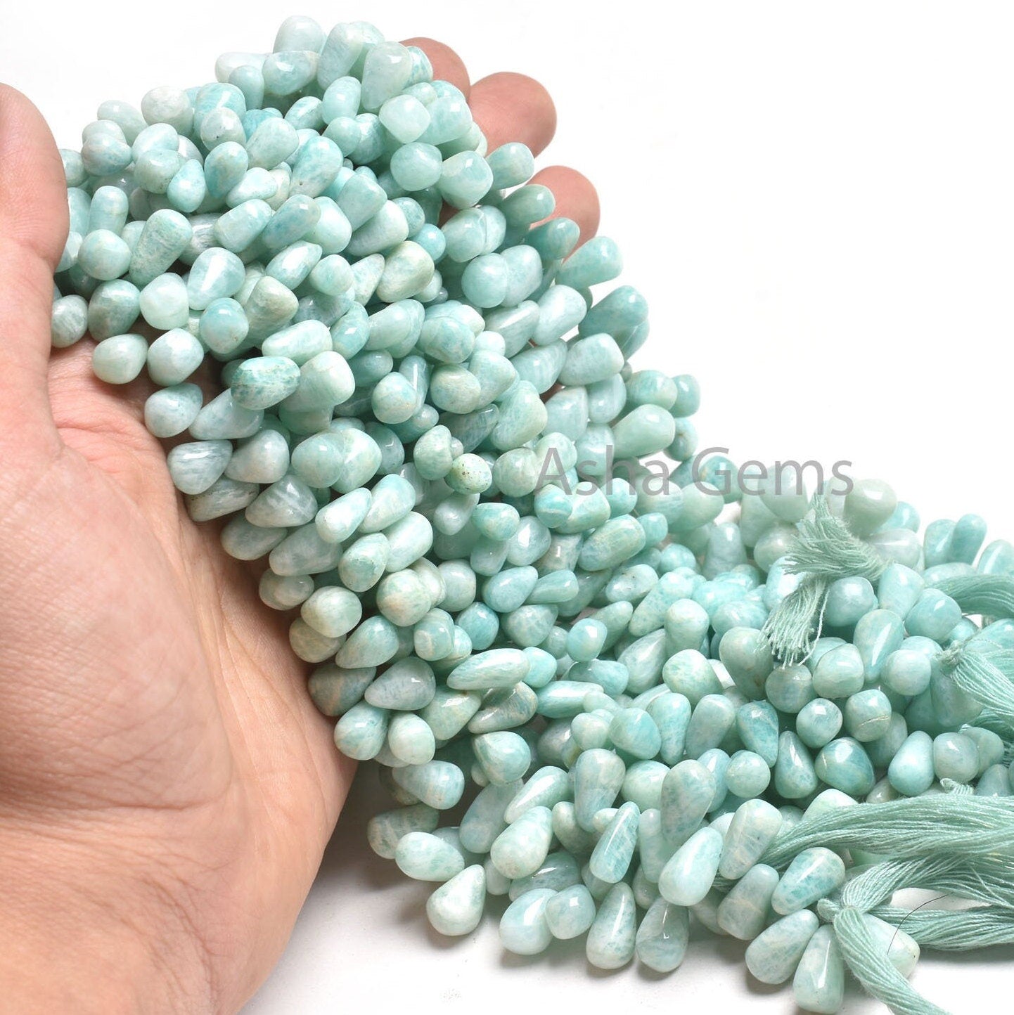 Beautiful Blue Amazonite Smooth Drops Shape Beads,13"Strand Natural Amazonite Teardrop Beads Amazonite Handmade Side Drill Drops Beads SALE