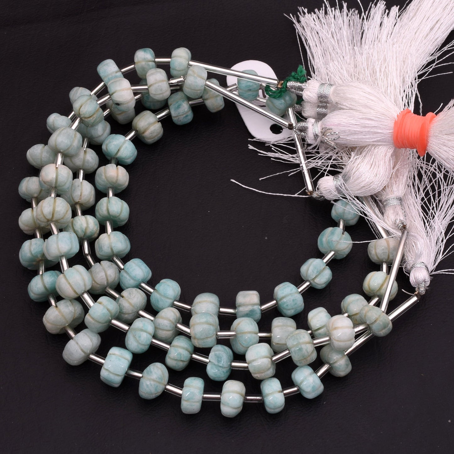 Blue Amazonite Carving watermelon Beads, Natural Amazonite Carved Pumpkin Gemstone Beads, Fine Amazonite Carve Handmade Bead Jewelry Crafts