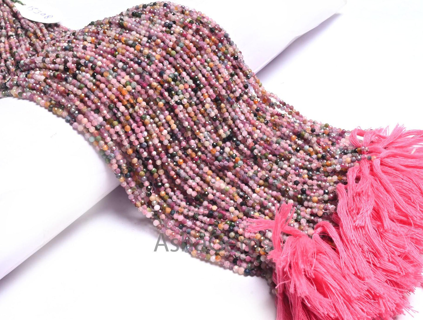 2.25 mm Beautiful Multi Tourmaline Micro Cut Rondelle Faceted Gemstone Tiny Beads,13" Fine Quality Disco Pink Tourmaline Beads Jewelry Craft