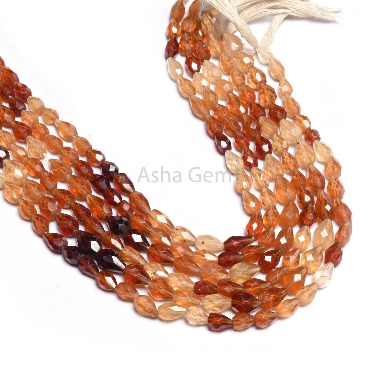 Beautiful Hessonite Garnet Faceted Drops Beads, Natural Hessonite Shaded Teardrop Straight Drill Gemstone garnet Beads Jewelry Makings Craft (AG 18491)