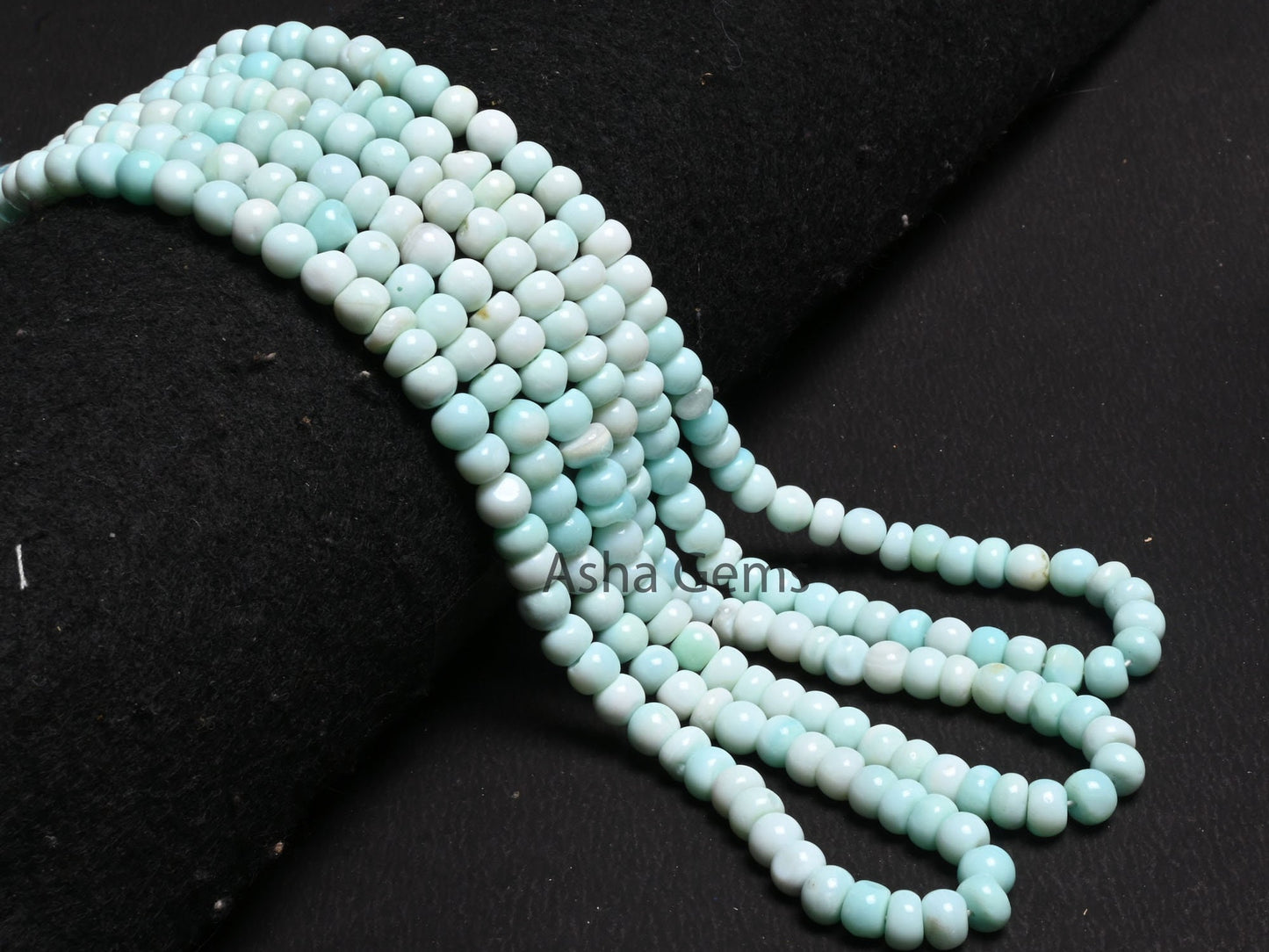 7mm Shaded Sky Blue Opal Smooth Rondelle Beads, Fine Peru Blue opal Beads, Beautiful Opal handmade Gemstone Loose Bead Necklace Jewelry SALE
