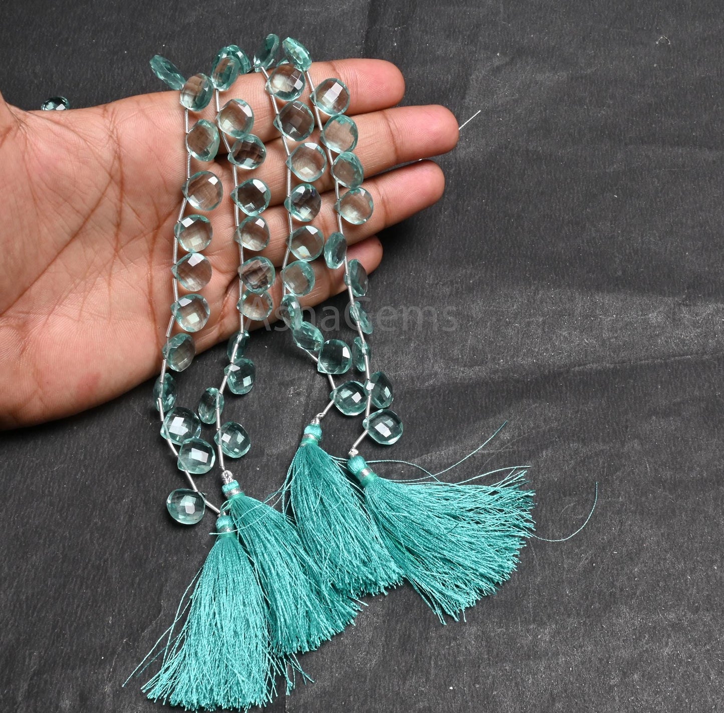 Beautiful Aquamarine Color Hydro faceted Heart Shape Beads,8.5" Aqua Blue Hydro fancy Heart Briolette Checker Cut Beads Jewelry Making Craft