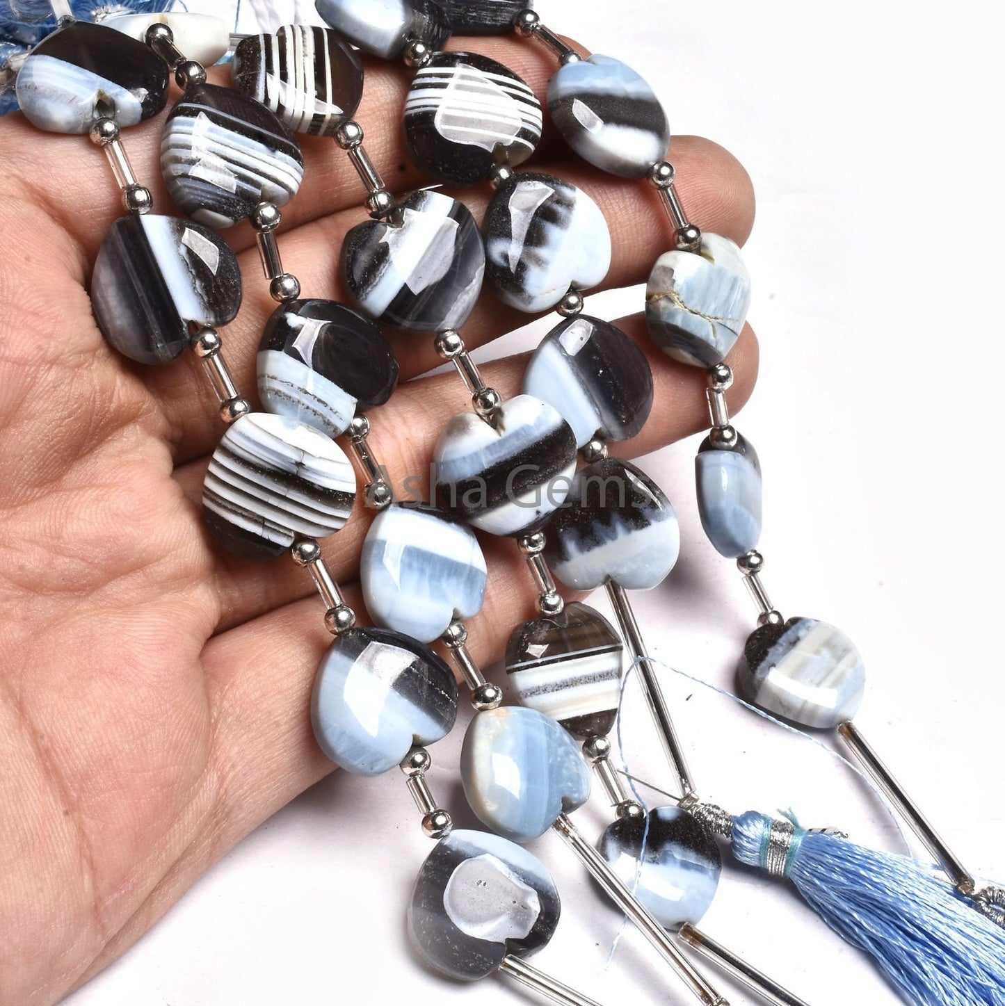 15 mm Blue Boulder Opal Carved Heart Shape smooth Beads, Boulder Opal fancy Carving Heart Straight Drill Beads, Blue Opal Bead Jewelry Craft