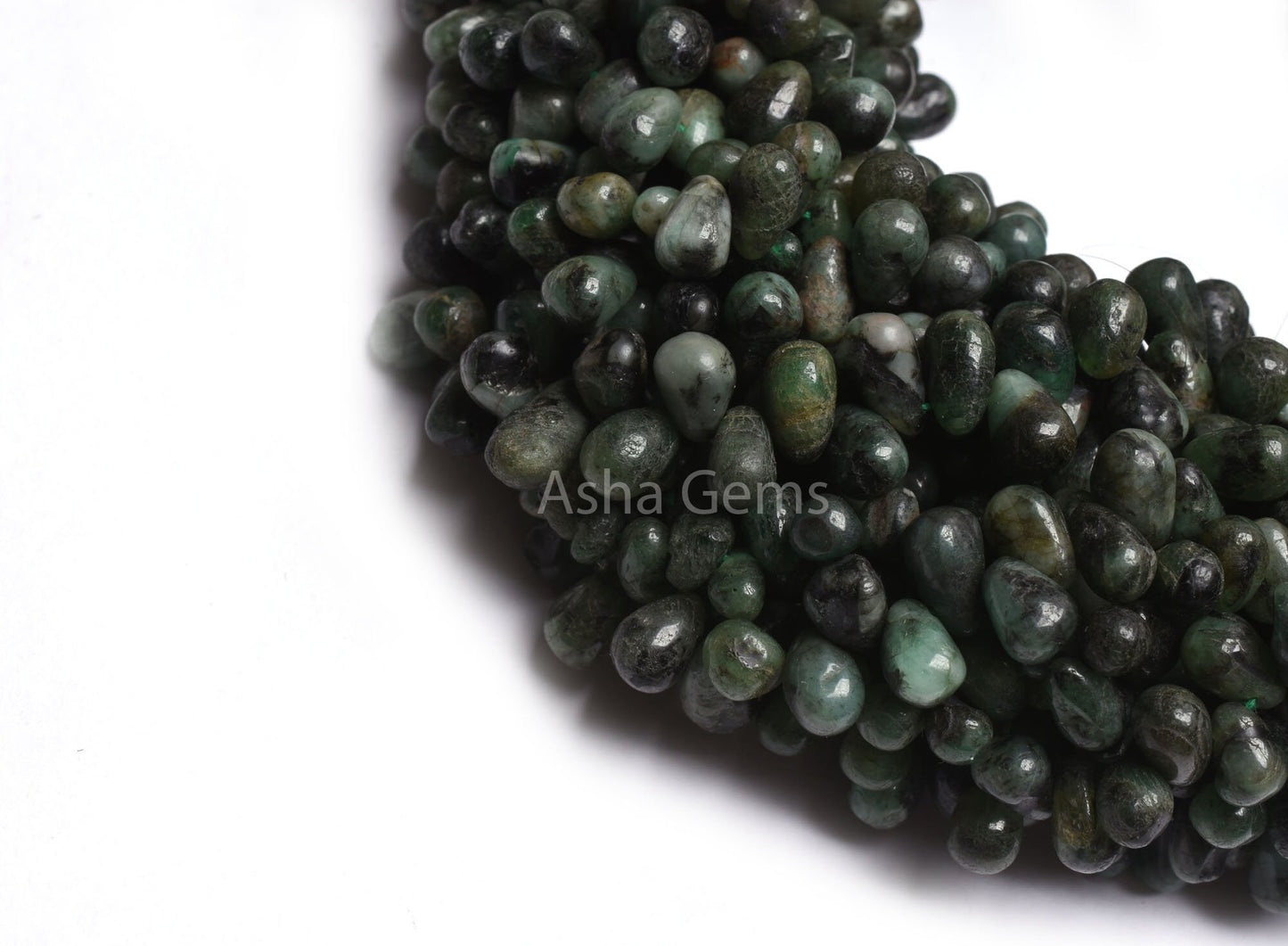 Emerald Smooth Drops Shape Gemstone Beads,13" Strand Natural Green Emerald Uneven Teardrop Handmade Beads, Side Drill Emerald Beads Jewelry