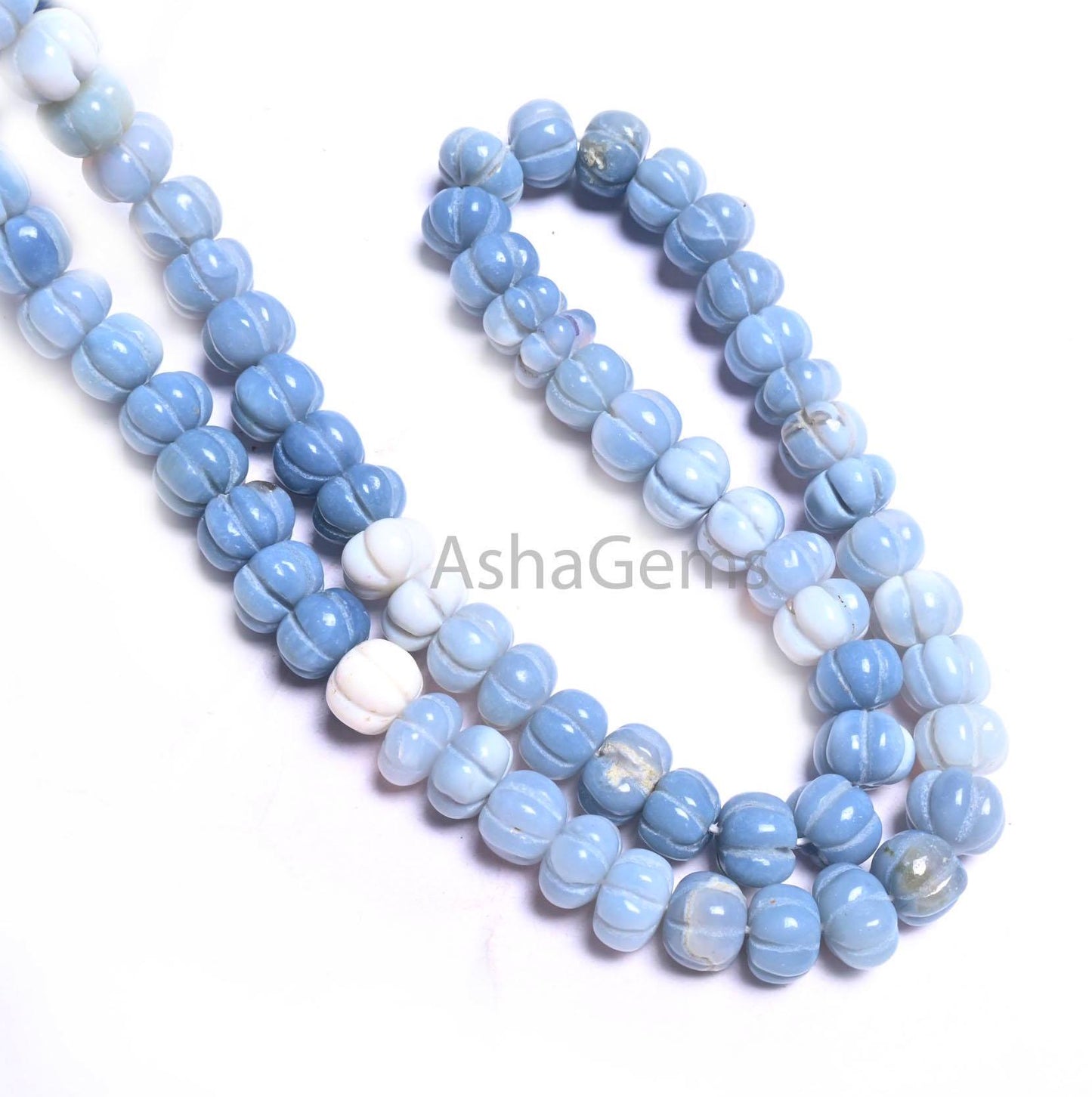 Shaded Blue Oregon Opal Carving watermelon Gemstone Beads, Fine Pigeon Blue Opal Carved Pumpkin Handmade Opal Melon Carve Bead Jewelry Craft