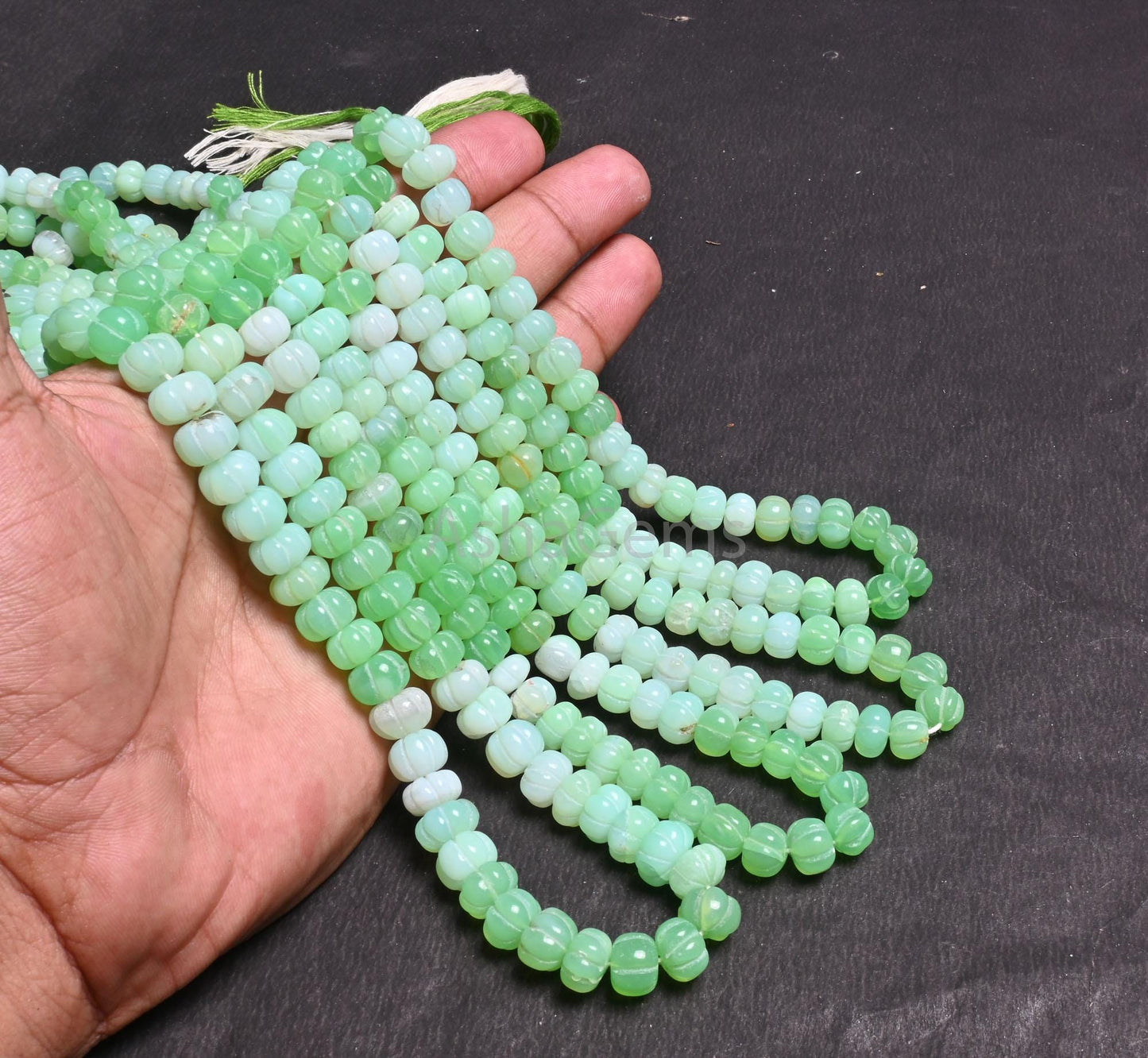 Beautiful Green Parrot Opal Carved watermelon beads, Fine mint Green Opal Shaded Carving Pumpkin Opal Fancy Hand Carve Bead Jewelry Necklace
