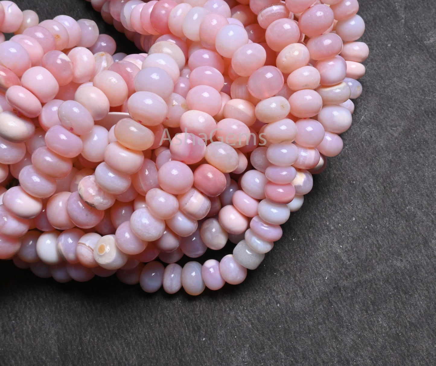 Beautiful Pink Opal Smooth Rondelle Shape Beads, Fine Shaded Pink Opal Plain Handmade Gemstone Loose Bead Pink Opal Bead jewelry making SALE