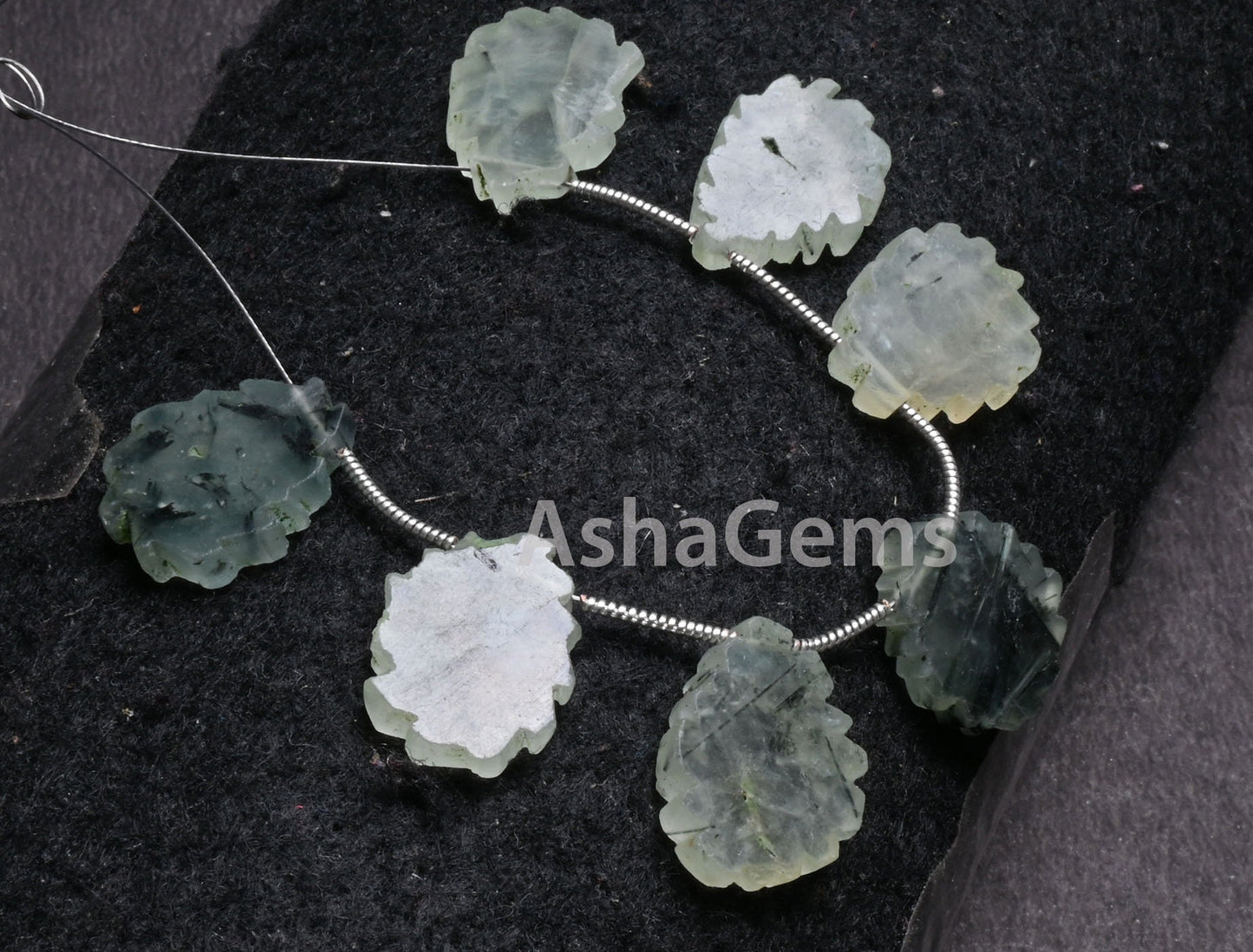 Natural Moss Prehnite Fancy Flat Slice Carved Handmade Beads, Mos Green Prehnite Uneven Shape Slice Gemstone carving Bead Jewelry Craft SALE