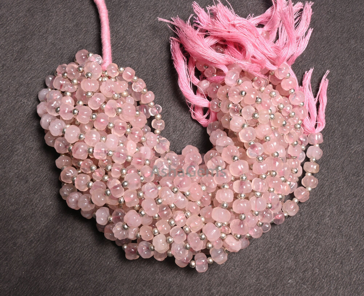 Beautiful Pink Rose Quartz Carved Watermelon Handmade Beads Natural Rose Quartz Uneven Rondelle Carving Melon Gemstone Pumpkin Beads Jewelry