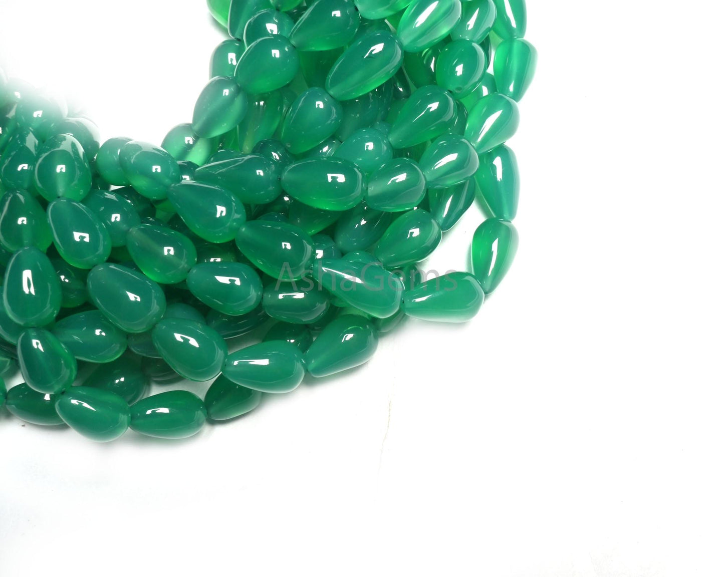 Fine Green Onyx Smooth Drop Gemstone loose Beads, Onyx Plain Handmade Teardrop Straight Drill Beads Green Onyx Beads Jewelry Handicraft SALE