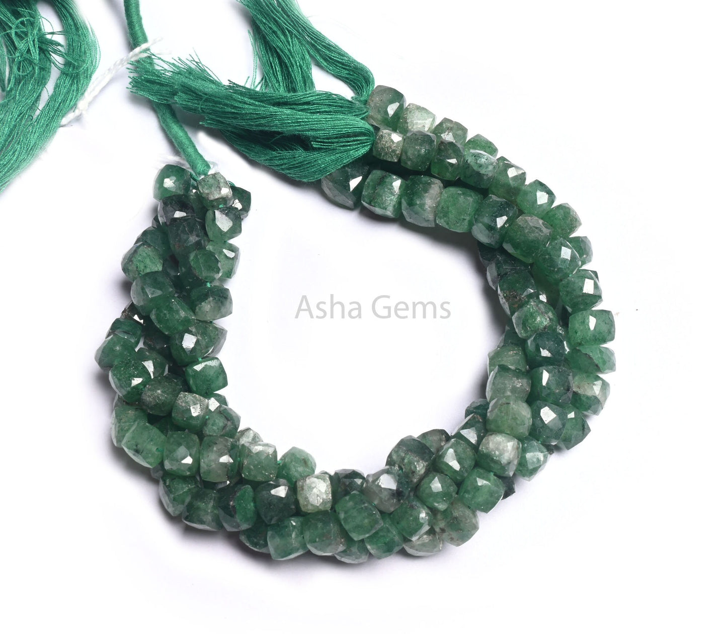 10" Strand Green Strawberry Quartz Faceted 3D Cube Box Shape Beads, Natural Green Strawberry Indian Cut Box Beads Jewelry Making Crafts SALE
