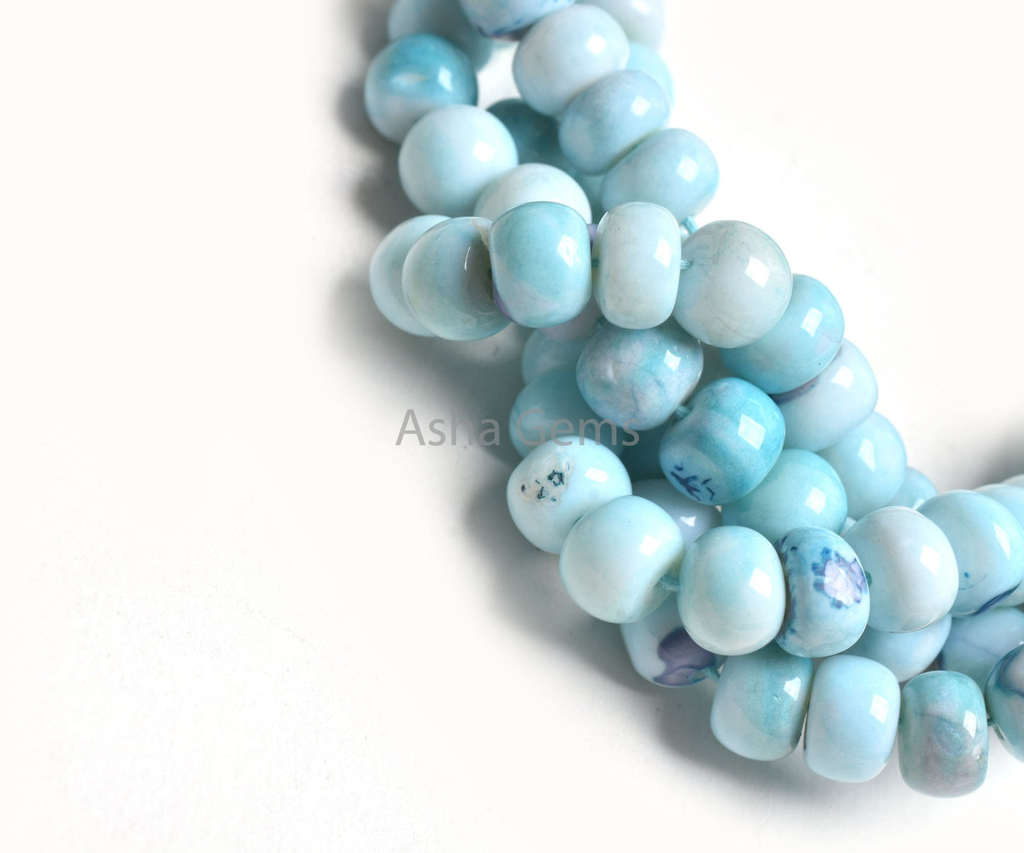 Beautiful Blue Opal Smooth Rondelle Shape Beads,8 mm Shaded Blue Opal Plain Roundelle Gemstone Beads opal Strand For Jewelry Handicraft SALE