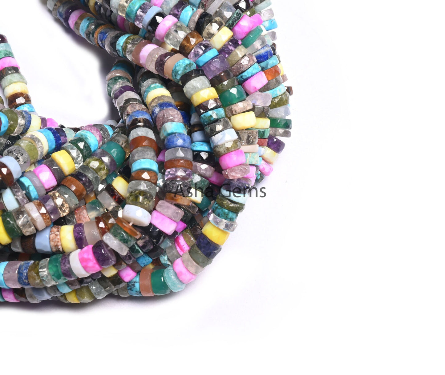 16" Strand Beautiful Multi Color Faceted Heishi Tyre Beads,6 mm Natural Mix Gemstone Disco Flat Wheel Shape Beads Jewelry Making Craft Sale