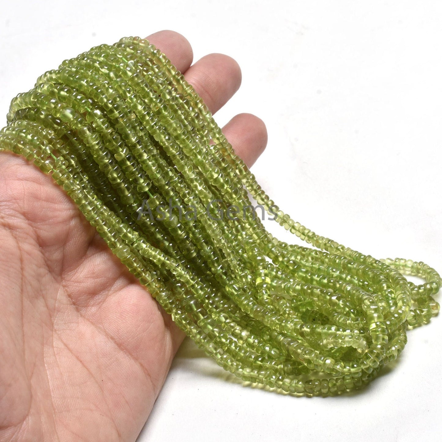 16" Strand Green Peridot Smooth Rondelle Beads, Natural Peridot Beads, Peridot Plain Handmade Gemstone Beads Jewelry making Handicraft SALE