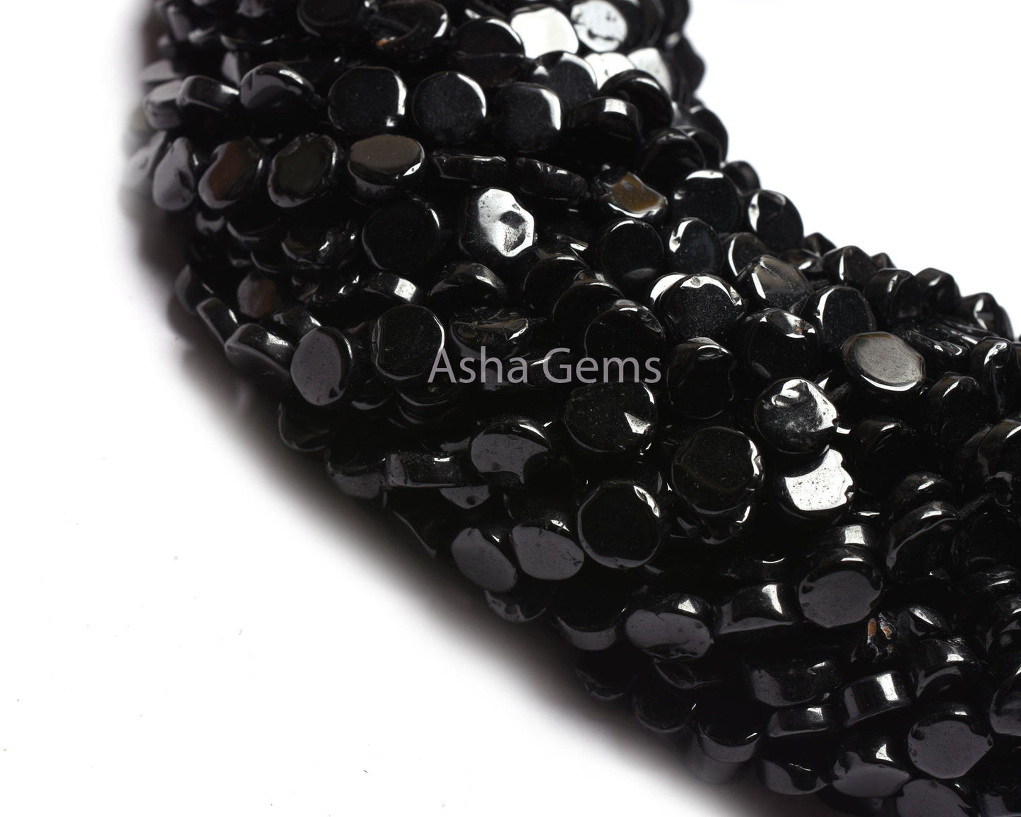 13" Strand Black Spinal Smooth Flat Coin Straight Drill Beads, Natural Black Gemstone Spinel Uneven Coin Handmade Bead Spinel Jewelry Crafts