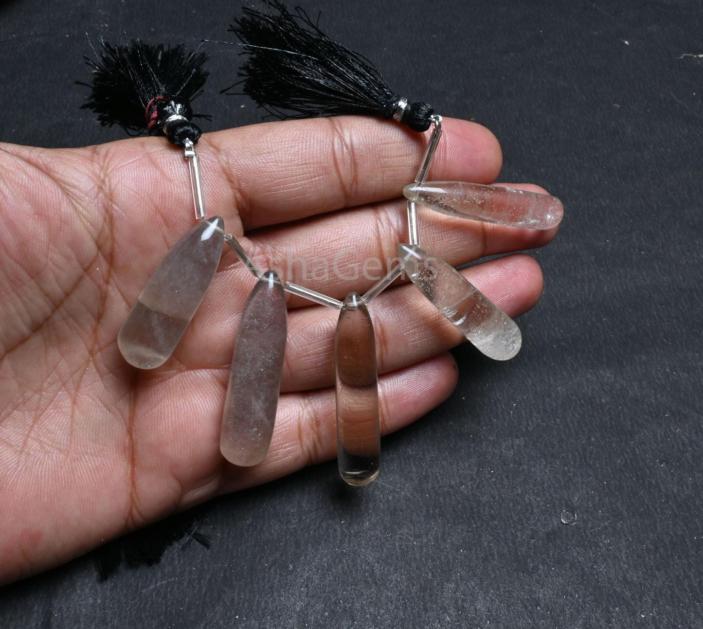 Natural Smoky Quartz Fancy Long Pencil Drop Beads, Smoky Smooth Handmade Teardrop Side Drill Gemstone Smoky Bead For Jewelry Handicraft SALE