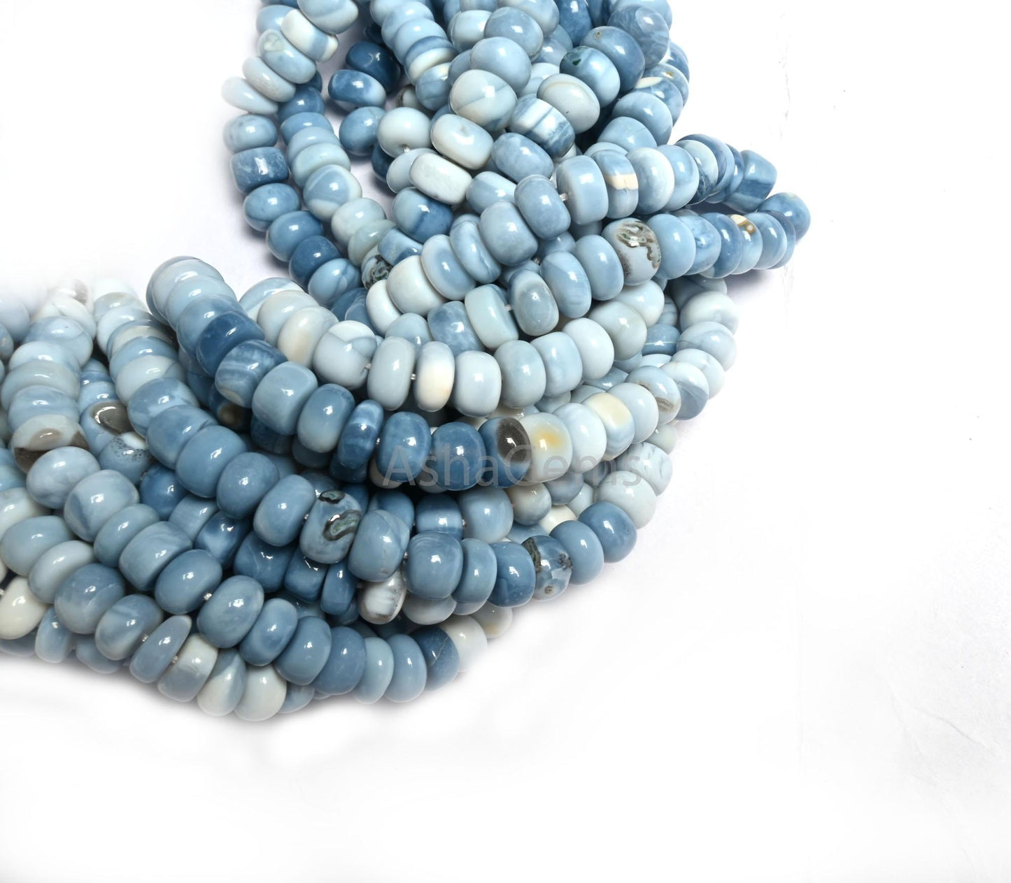Beautiful Blue Oregon Opal Smooth Gemstone Beads, Shaded Blue White Opal Plain Handmade Rondelle Uneven Beads, Pigeon blue Opal jewelry SALE