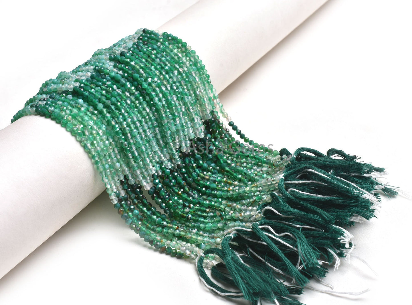 3.2 mm Shaded Green Onyx Micro Cut Faceted Roundell Shape Beads, Green Onyx Machine Cut Gemstone Beads, Onyx Beads Jewelry making Craft SALE