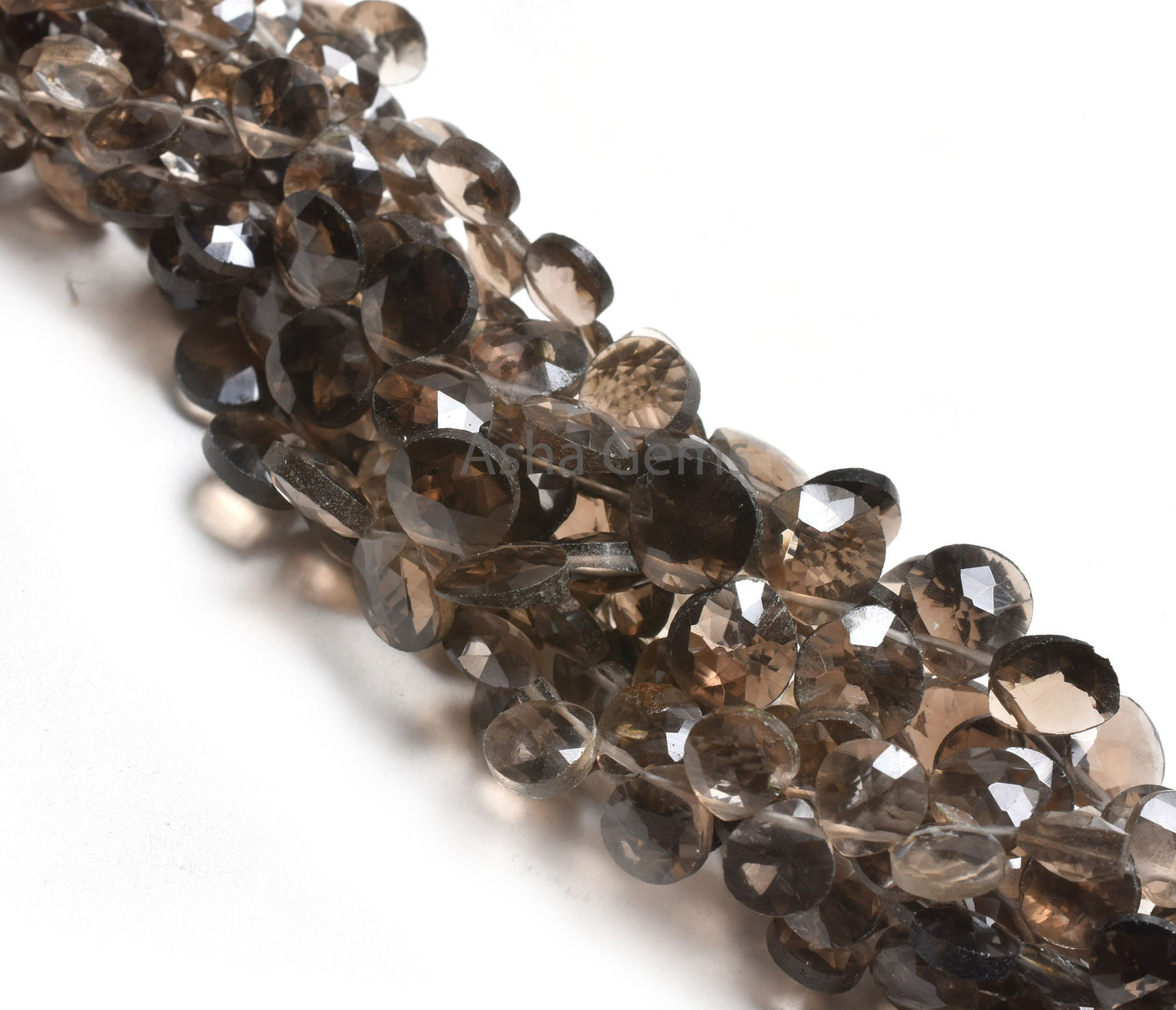 Natural Smoky Quartz Faceted Heart Shape Beads, Fine Quality smoky Side Drill Heart Briolette Gemstone Loose Beads, smoky Beads Jewelry SALE