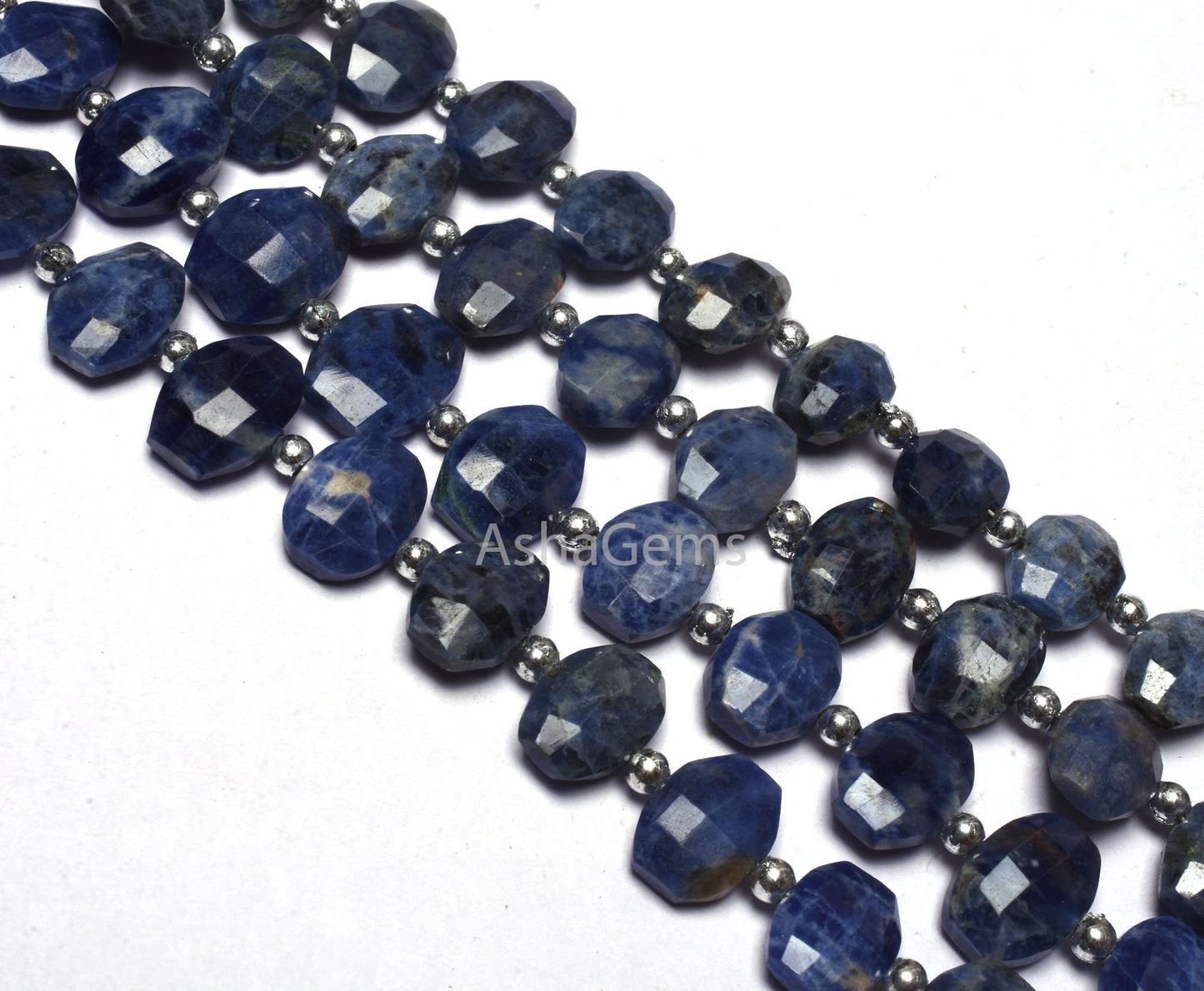Shaded Blue Sodalite Step Cut Oval Gemstone Beads,8-12 mm Natural sodalite Beads,8.5" Strand Sodalite Fancy Oval Faceted Beads Jewelry Craft