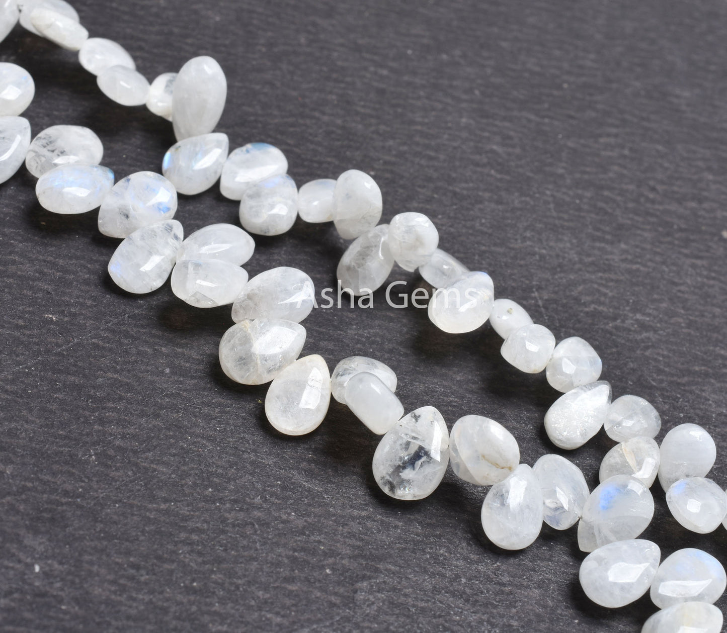 Beautiful Rainbow Moonstone Smooth Pear Shape Beads,8" White Rainbow Plain Handmade Teardrop Gemstone Loose Beads Jewelry Making Craft SALE