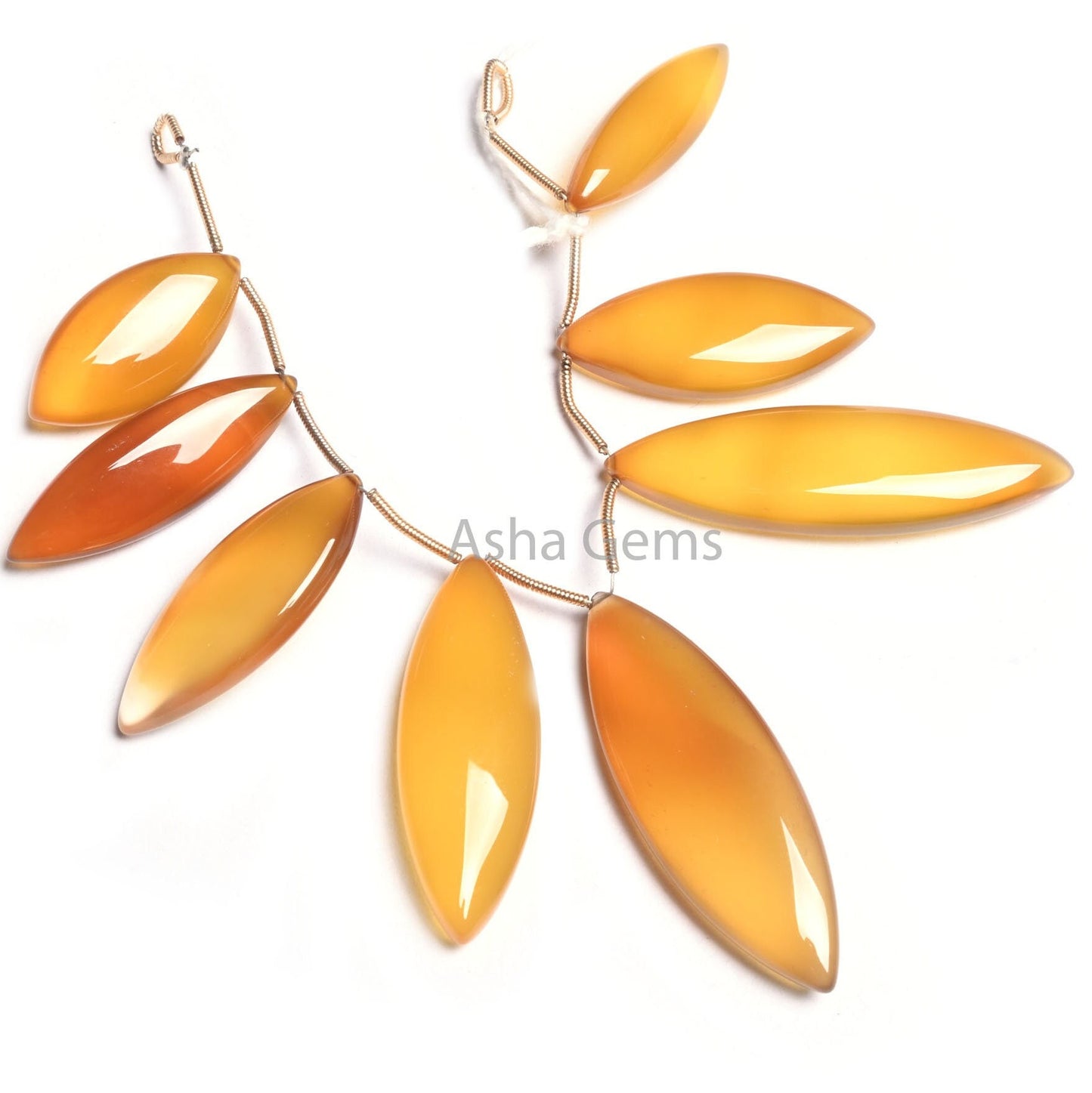 Shaded Yellow Chalcedony Fancy Marquise Shape Beads, AAA Chalcedony Smooth Handmade Marquise Side Drill Chalcedony Beads Jewelry Making SALE