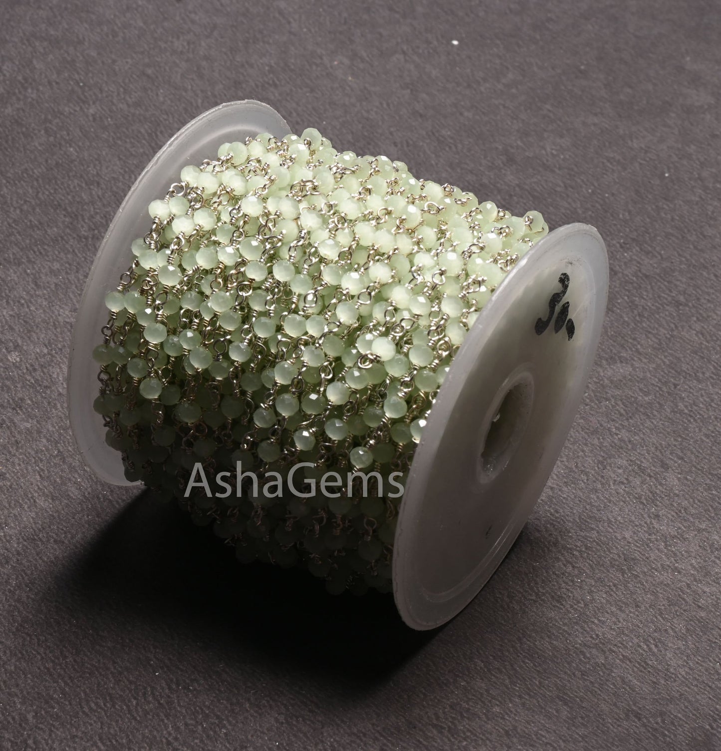 1,3,10,50 Feet Bulk Roll, Green Prehnite Hydro Faceted Beads Rosary Chain 3.5mm Silver Plated Wire wrapped Beaded Chain Rosary Jewelry Craft