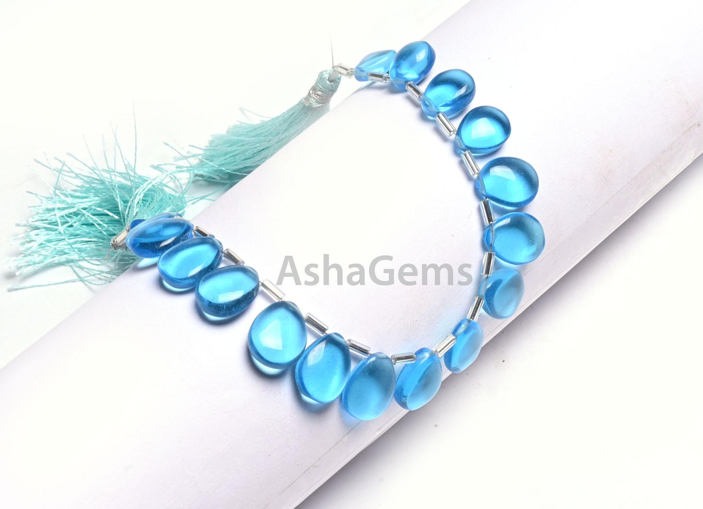 Beautiful Swiss Blue Topaz Color Hydro smooth Pears Handmade Beads, AAA Quality Blue Hydro Flat Teardrop Side Drill beads Jewelry Craft SALE
