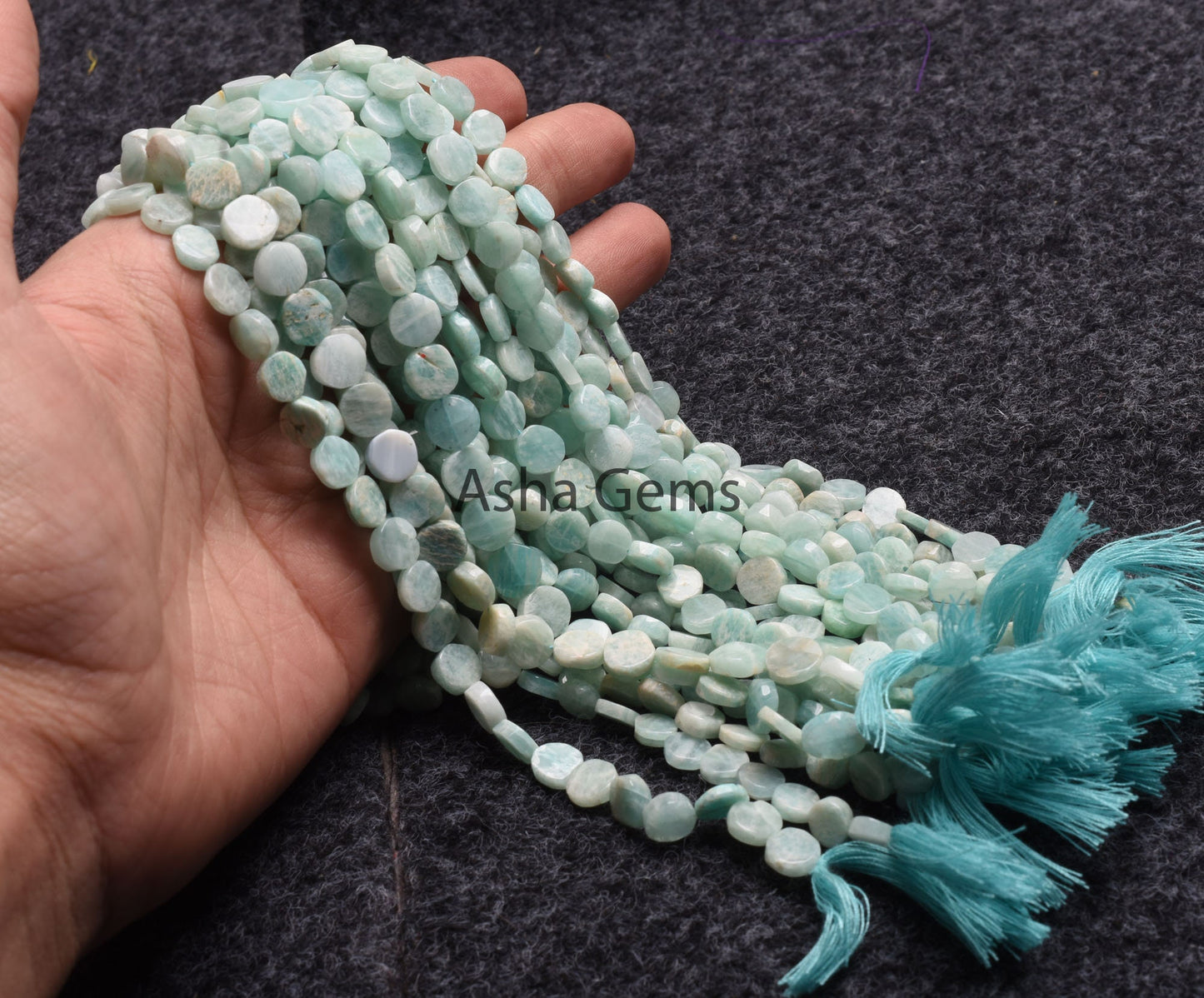 13" Strand Blue Amazonite Handmade Uneven Shape Coin smooth Beads, Natural Amazonite Straight Drill Flat Coin Beads, Amazonite Bead Jewelry
