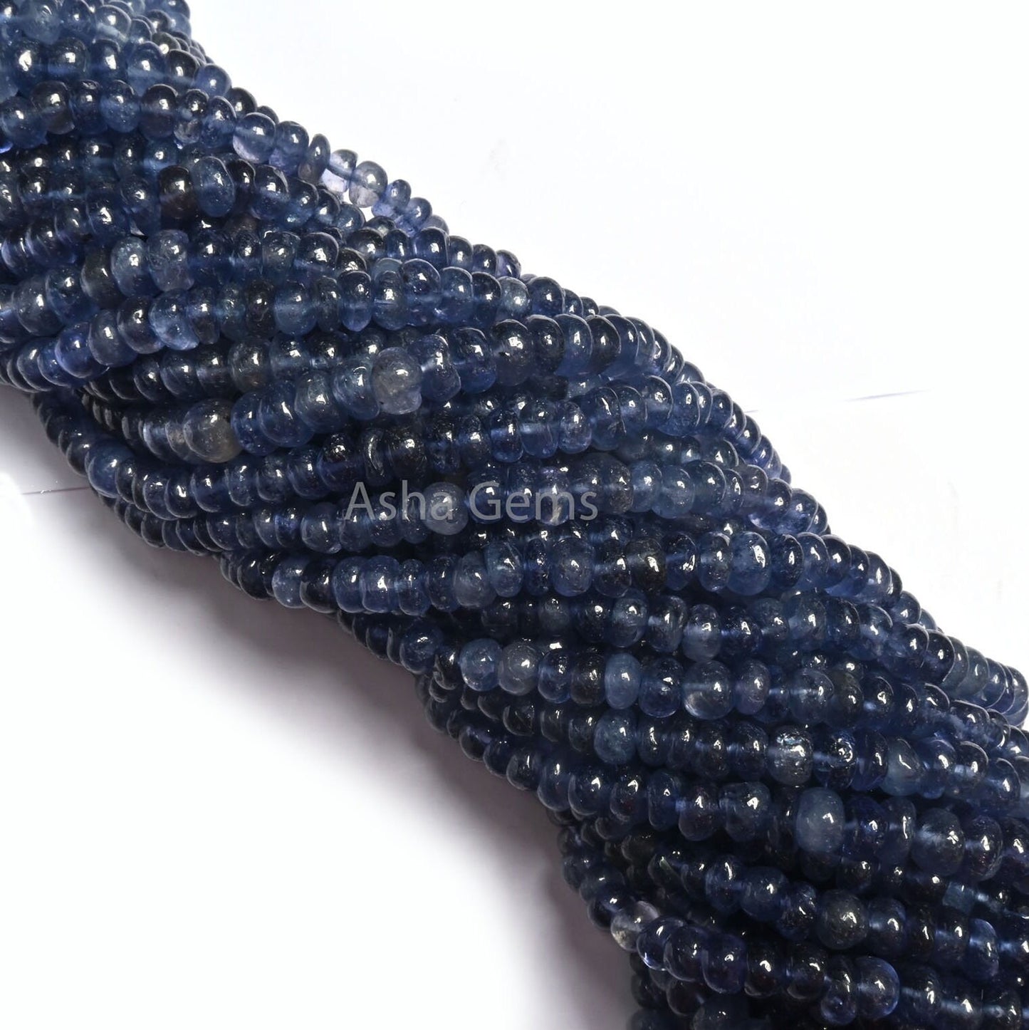 Beautiful Blue Iolite Smooth Rondelle Shape Beads, Natural Iolite Beads,13" Strand Iolite Plain Handmade Uneven Roundelle Bead Jewelry Craft
