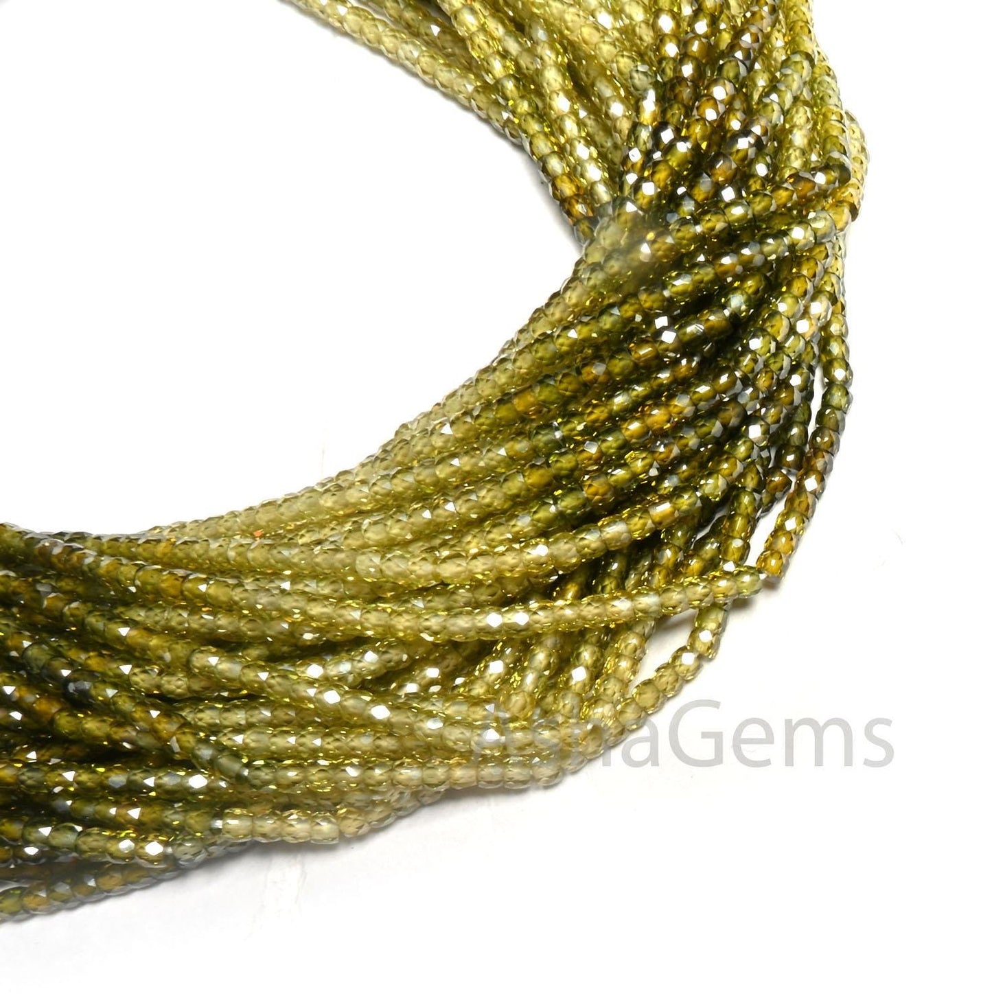 Beautiful Shaded Green zircon Faceted Rondelle Shape Beads,13" Strand Cubic zircon beads,3 mm AAA Green Zircon Beads For Necklace Jewelry