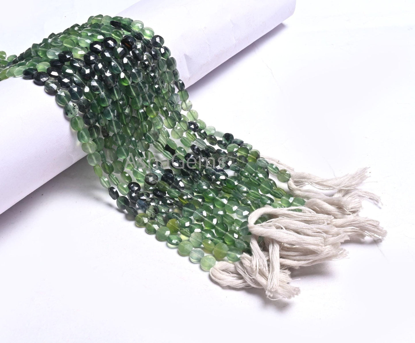 6 mm AAA Serpentine Faceted Coin Shape Gemstone Loose Beads, Shaded Green Serpentine Machine Cut Coin Serpentine Beads Jewelry Makings Craft