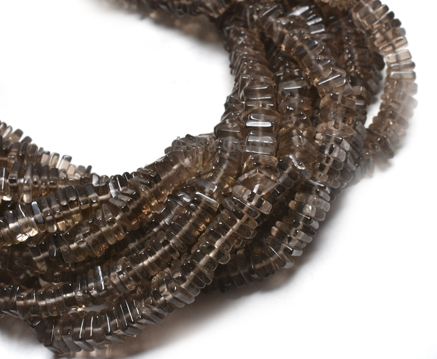 Natural Smoky Quartz Smooth Square Heishi Beads,16" Strand Smoky Flat Gemstone Handmade Beads, Fine Smoky Beads Jewelry Making Craft, SALE