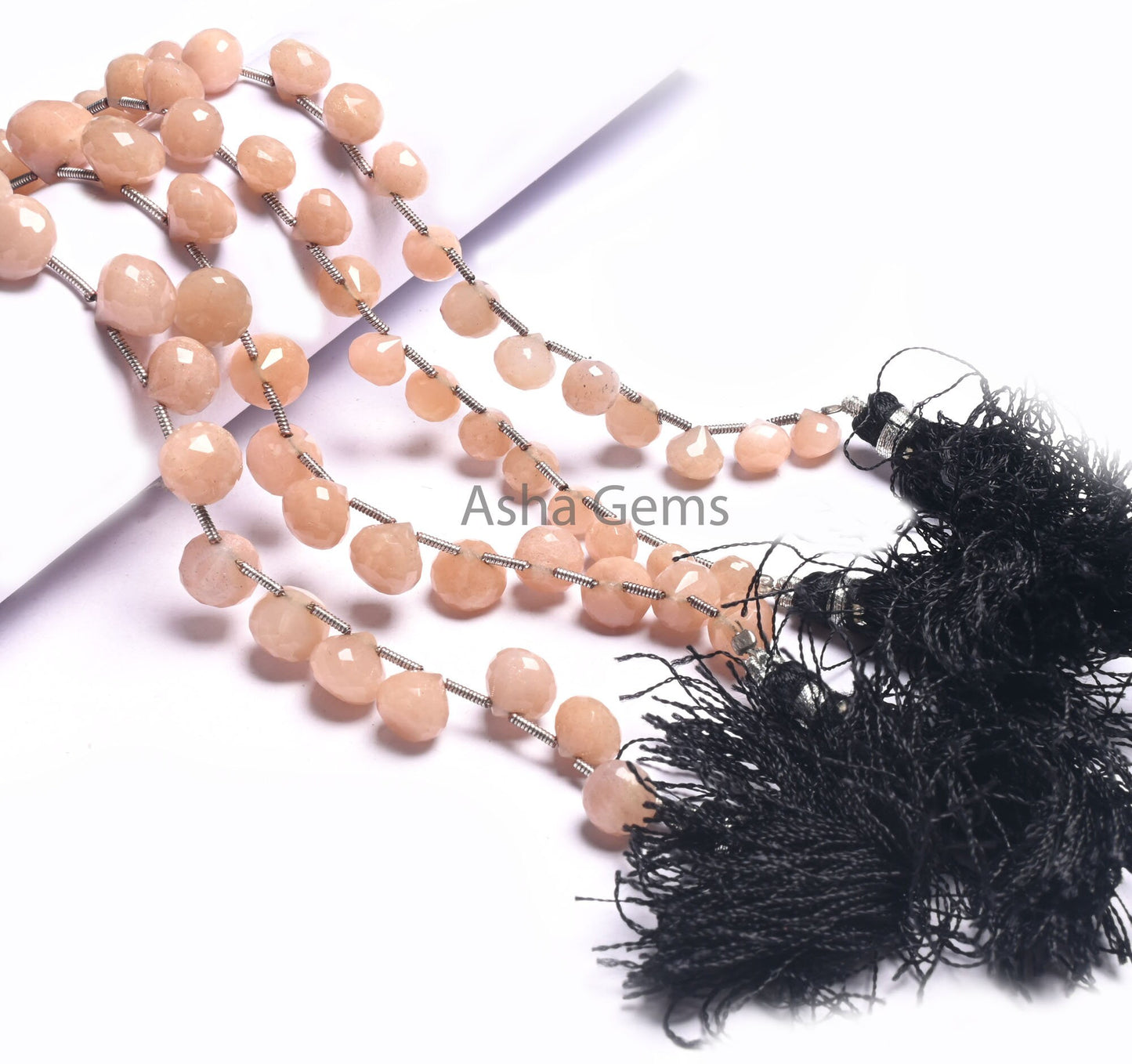 Fine Quality Peach Moonstone Faceted Onion Shape Beads,8"Strand Pink Monnstone Fancy Onion Briolette Side Drill Gemstone Bead Jewelry Crafts (AG 18536)