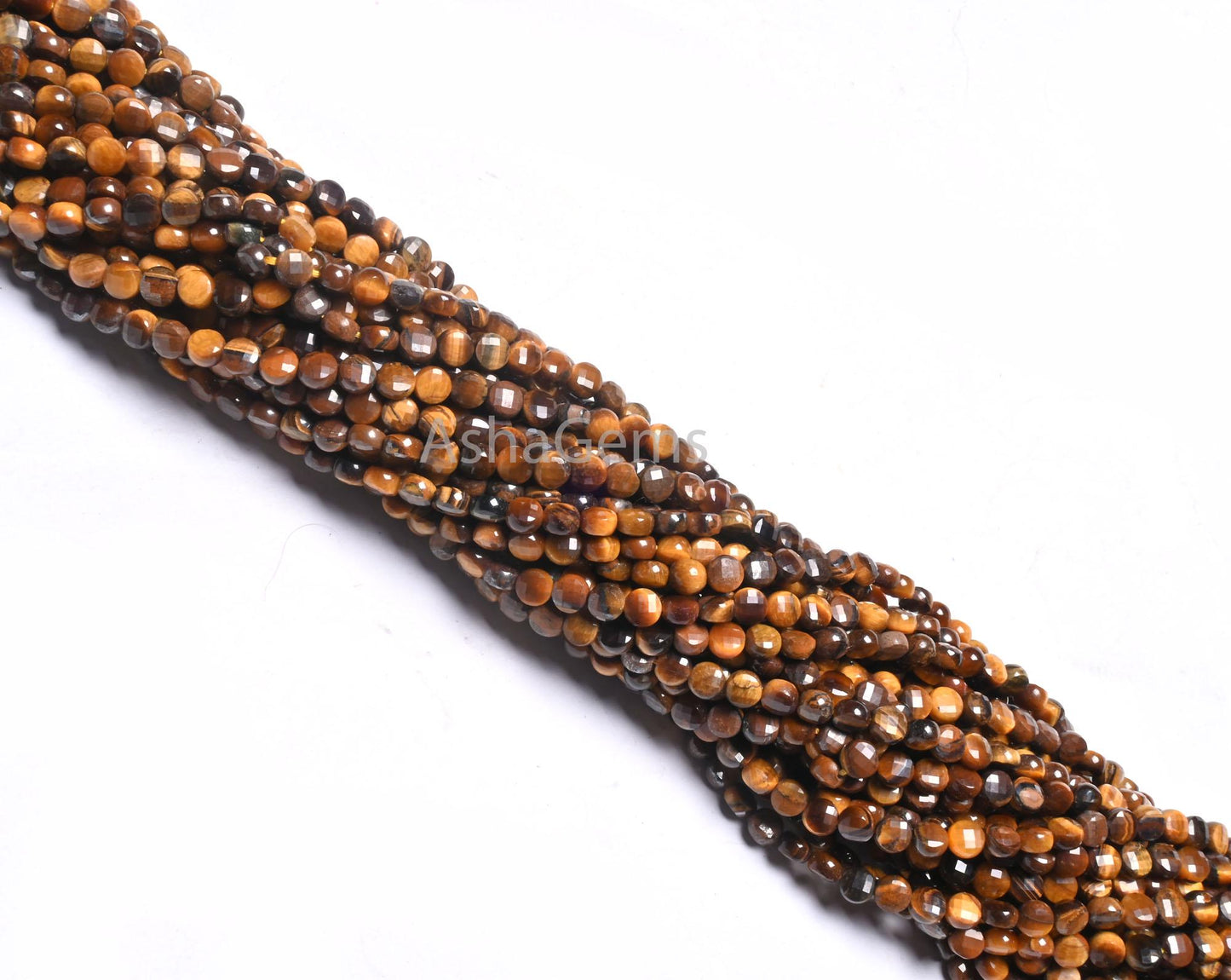 Fine AAA Quality Tiger Eye Tiny Coin faceted Gemstone Beads,4.50 mm Shaded Brown Tiger Machine Cut Coin Briolette Beads Jewelry making Craft