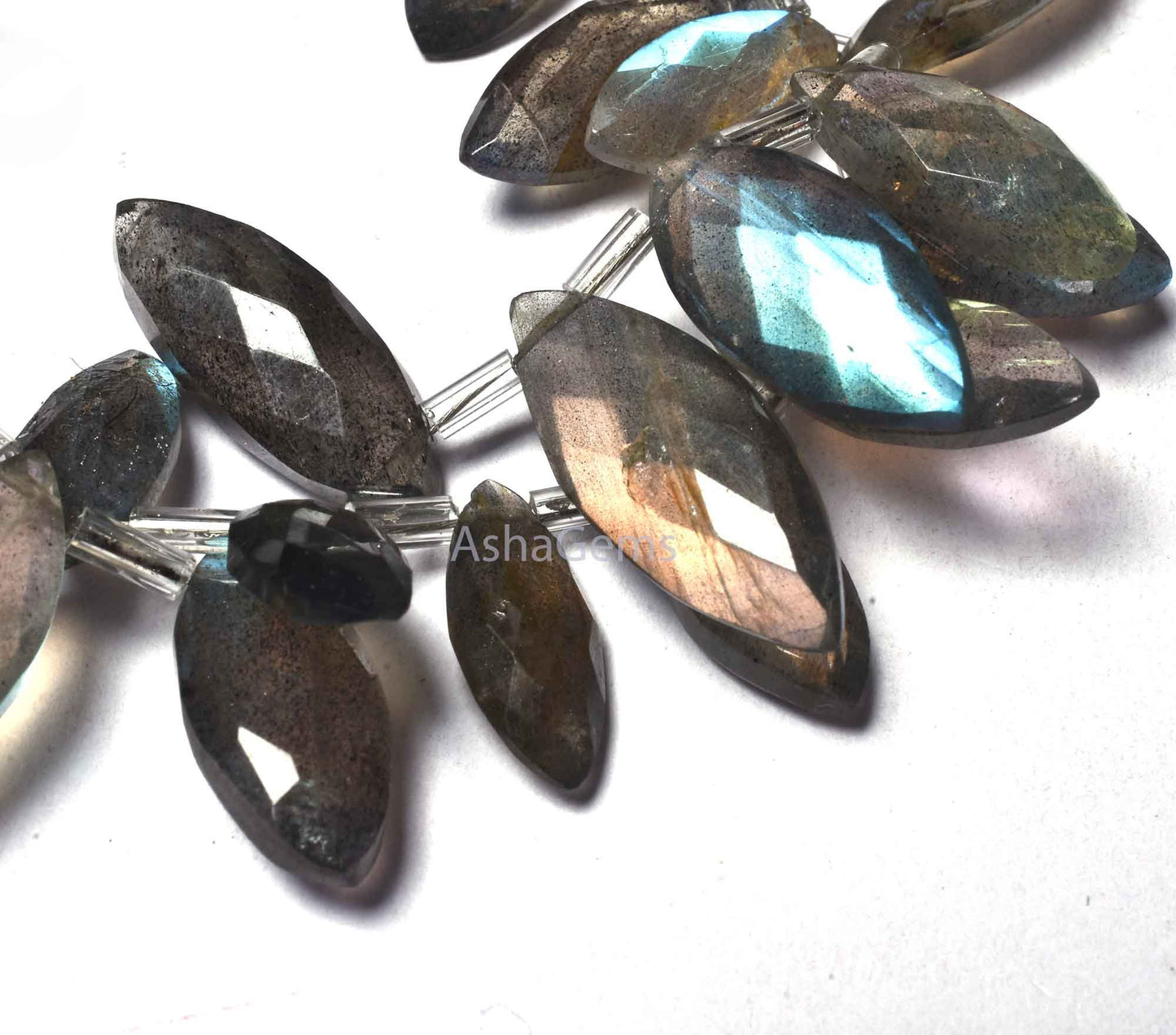 Beautiful Labradorite Marquise Shape Gemstone Beads, AAA Labradorite Faceted Marquise Beads Natural Black Rainbow Briolette For Jewelry SALE
