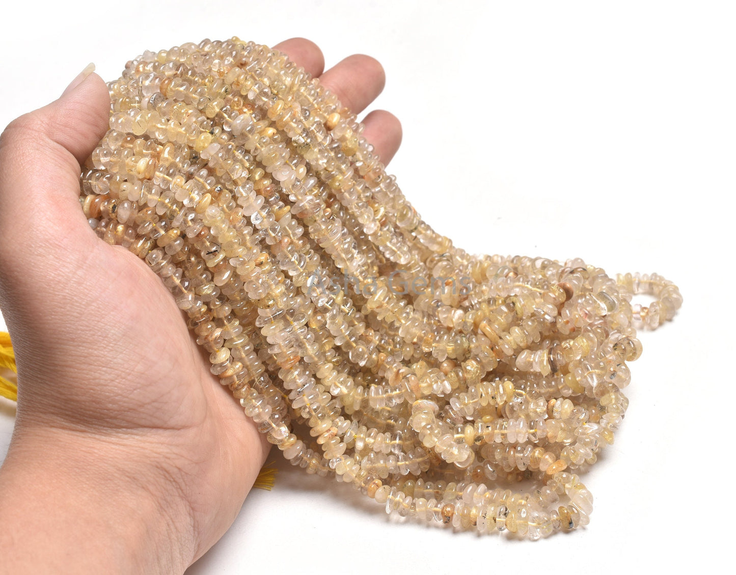 Beautiful Golden Rutile Smooth Uncut Chip Beads, Natural Rutile Uneven Rough Polish Gemstone Beads Uncut Chip Fine Yellow rutile Bead SALE